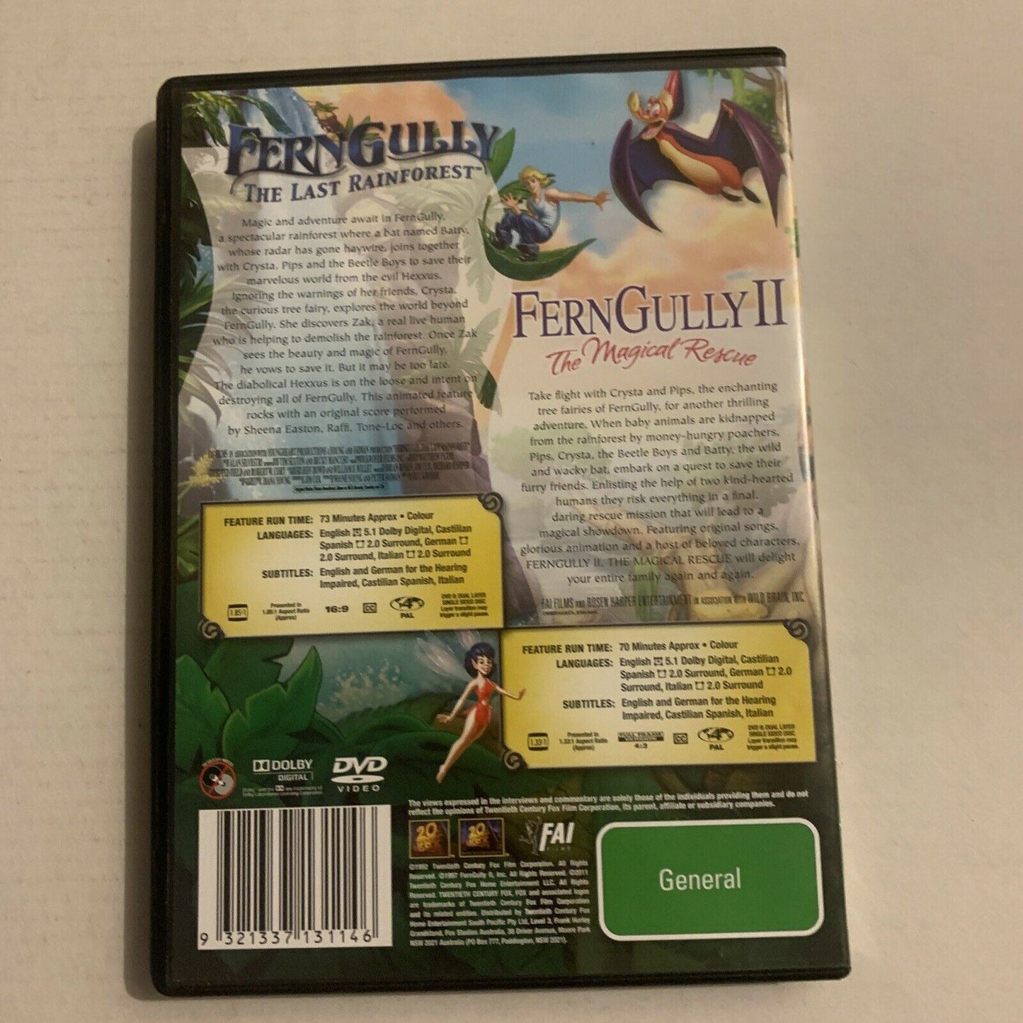 Fern Gully - The Last Rainforest / Fern Gully 2 - The Magical Rescue (DVD, 1992)