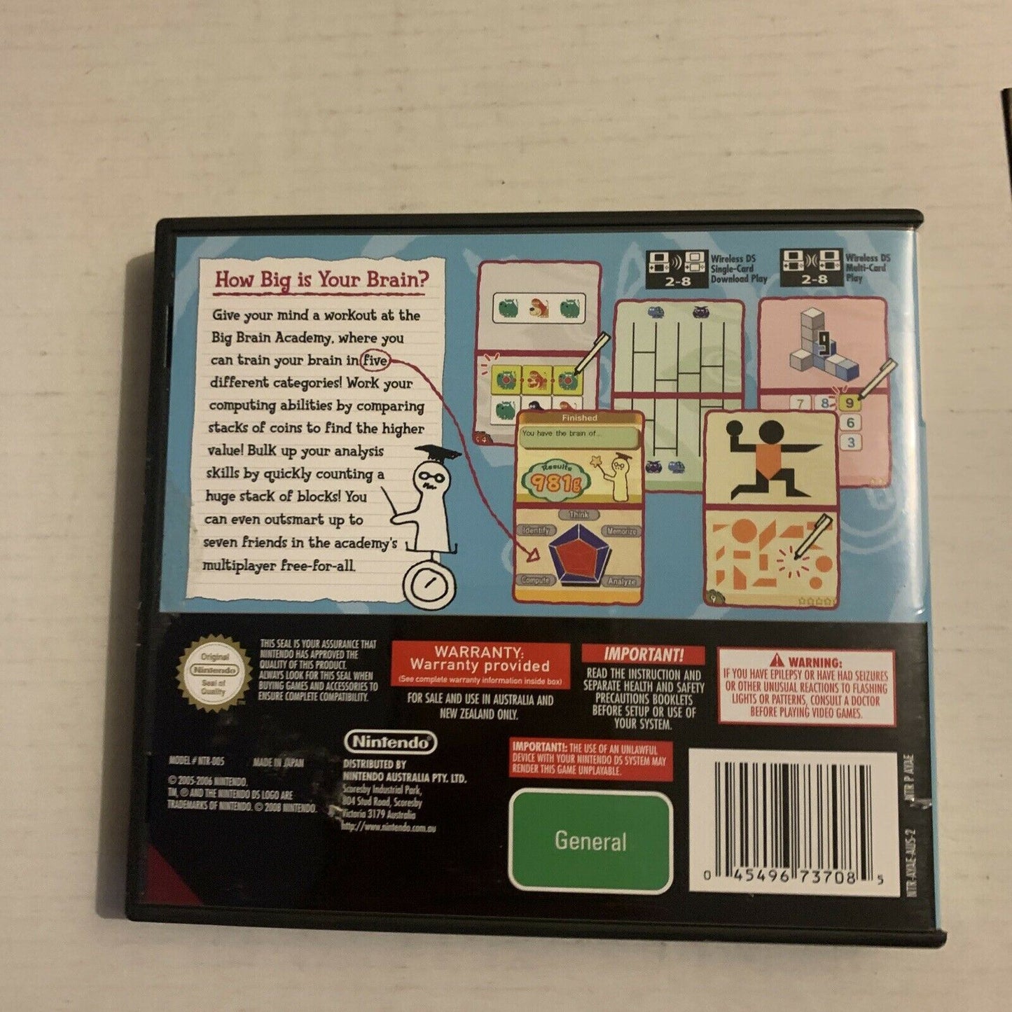 Big Brain Academy (Nintendo DS, 2005) With Manual