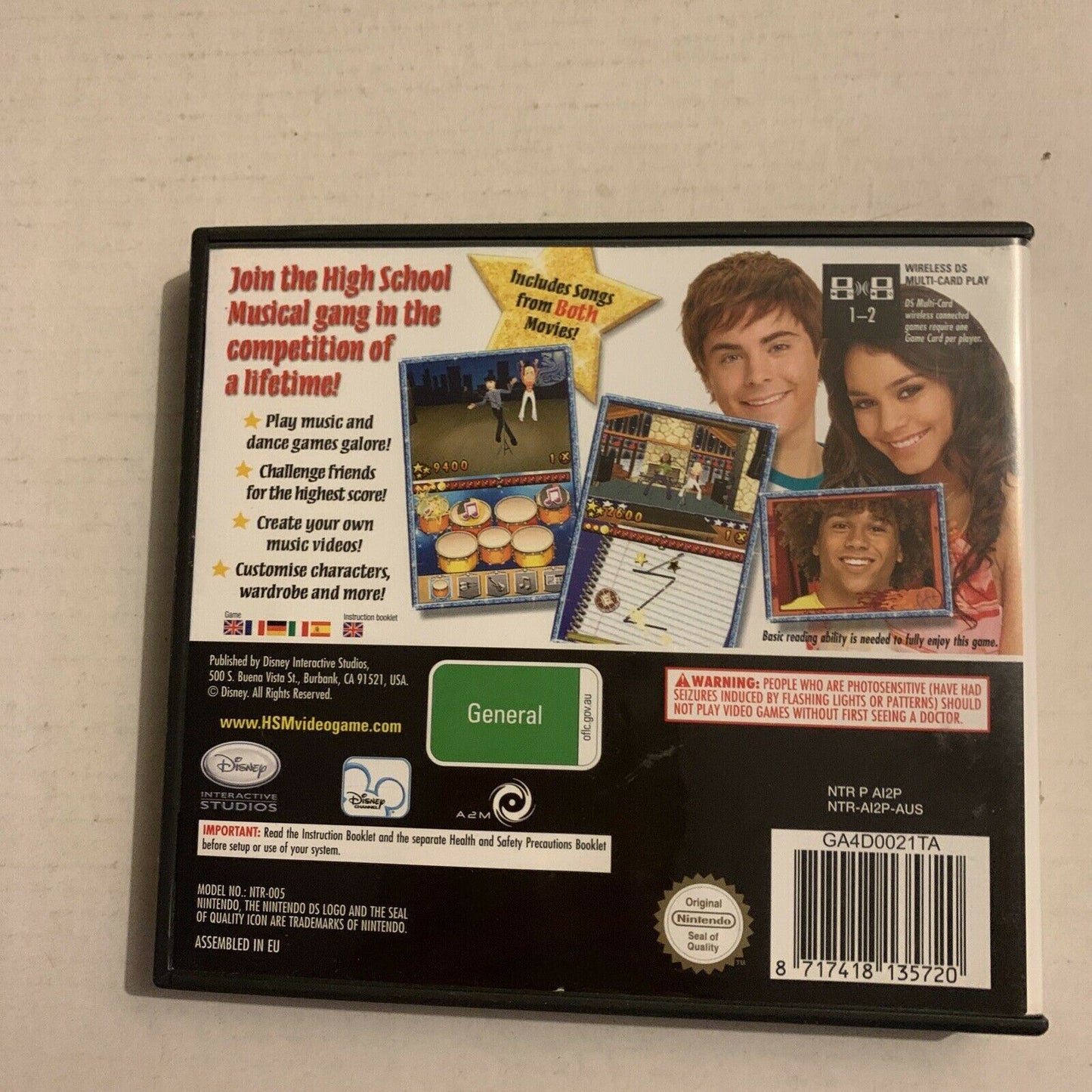 Disney: High School Musical - Making The Cut! Nintendo DS With Manual