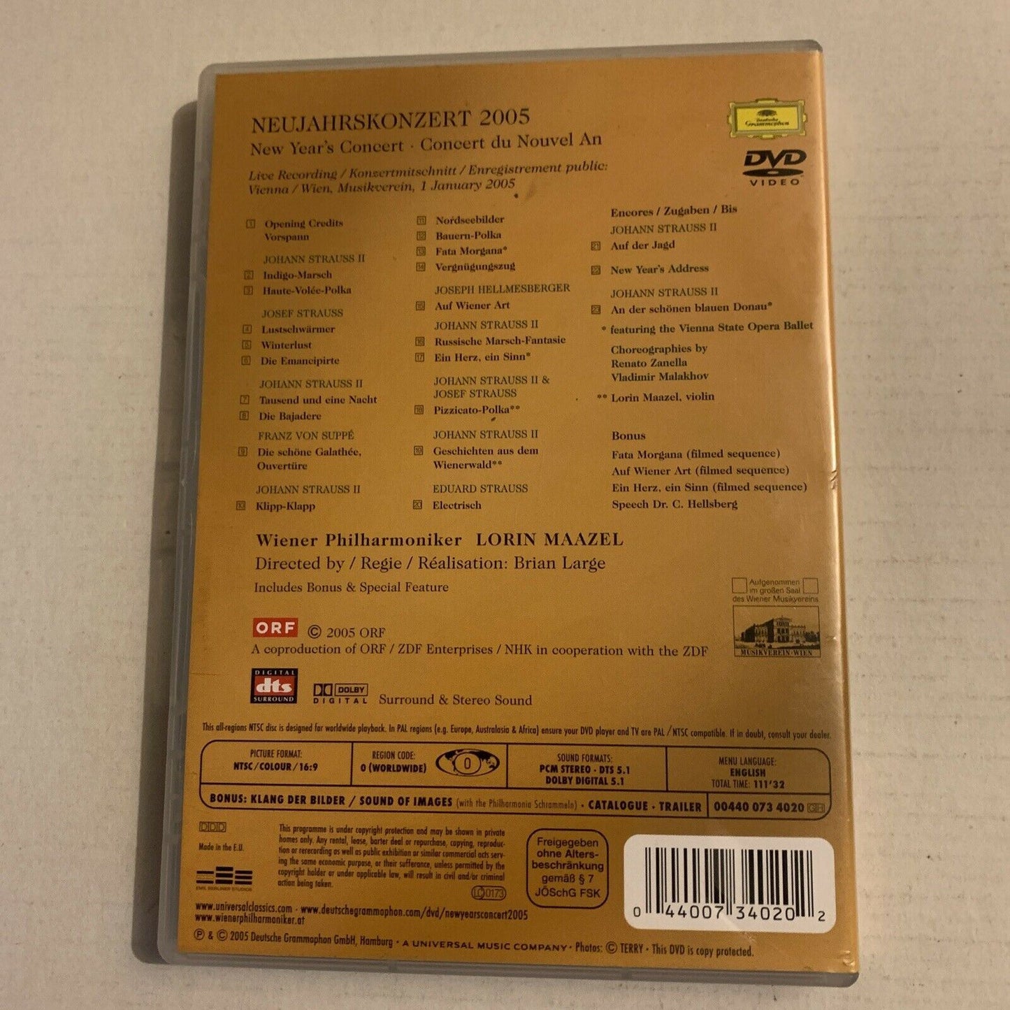 Neujahrskonzert New Year's Concert 2005 (DVD) Wiener Philharmoniker. All Regions