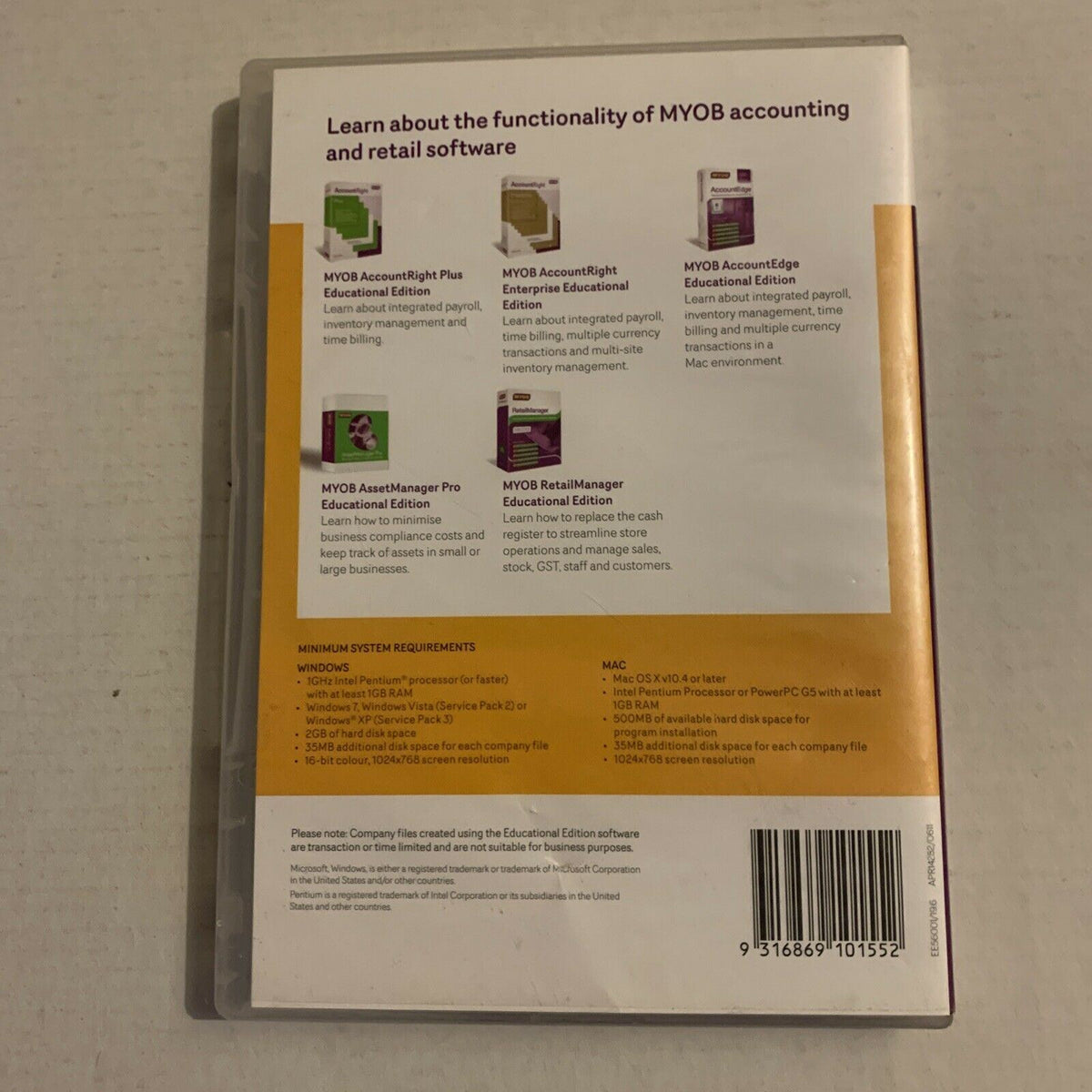MYOB - Educational Edition For Students - Release V19.6 PC DVD-ROM 201 ...