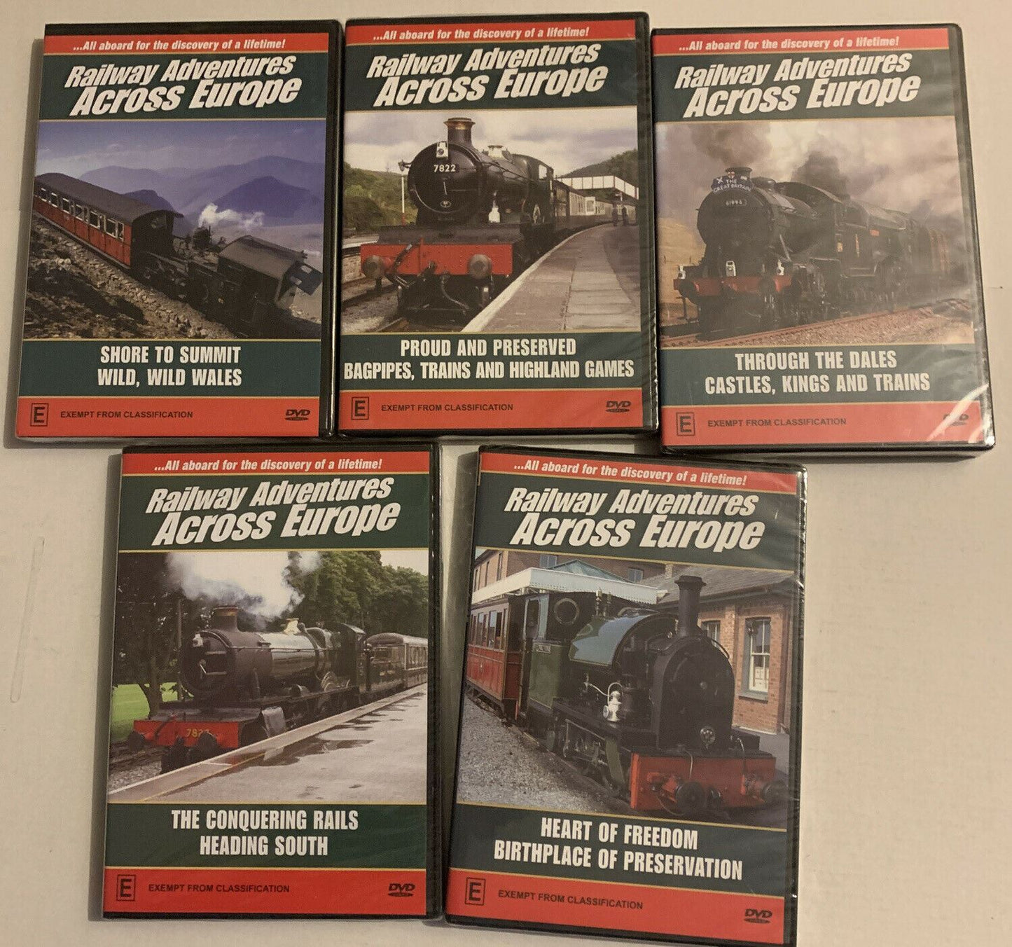 *New Sealed* 5x Railway Adventures Across Europe DVD Train Documentary. Region 4