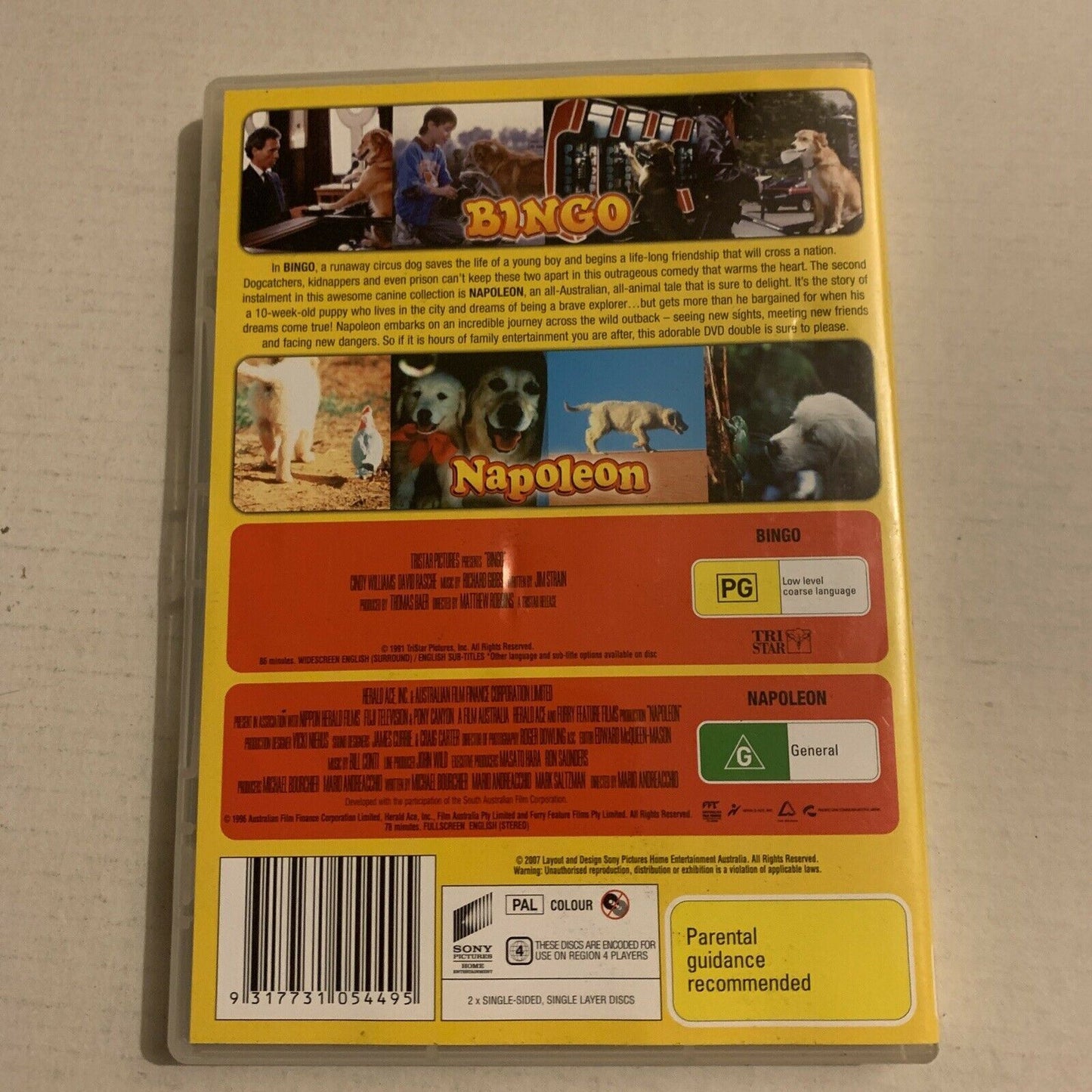 Bingo / Napolean (DVD, 1996, 2-Disc) Family Dog Movies Region 4&2