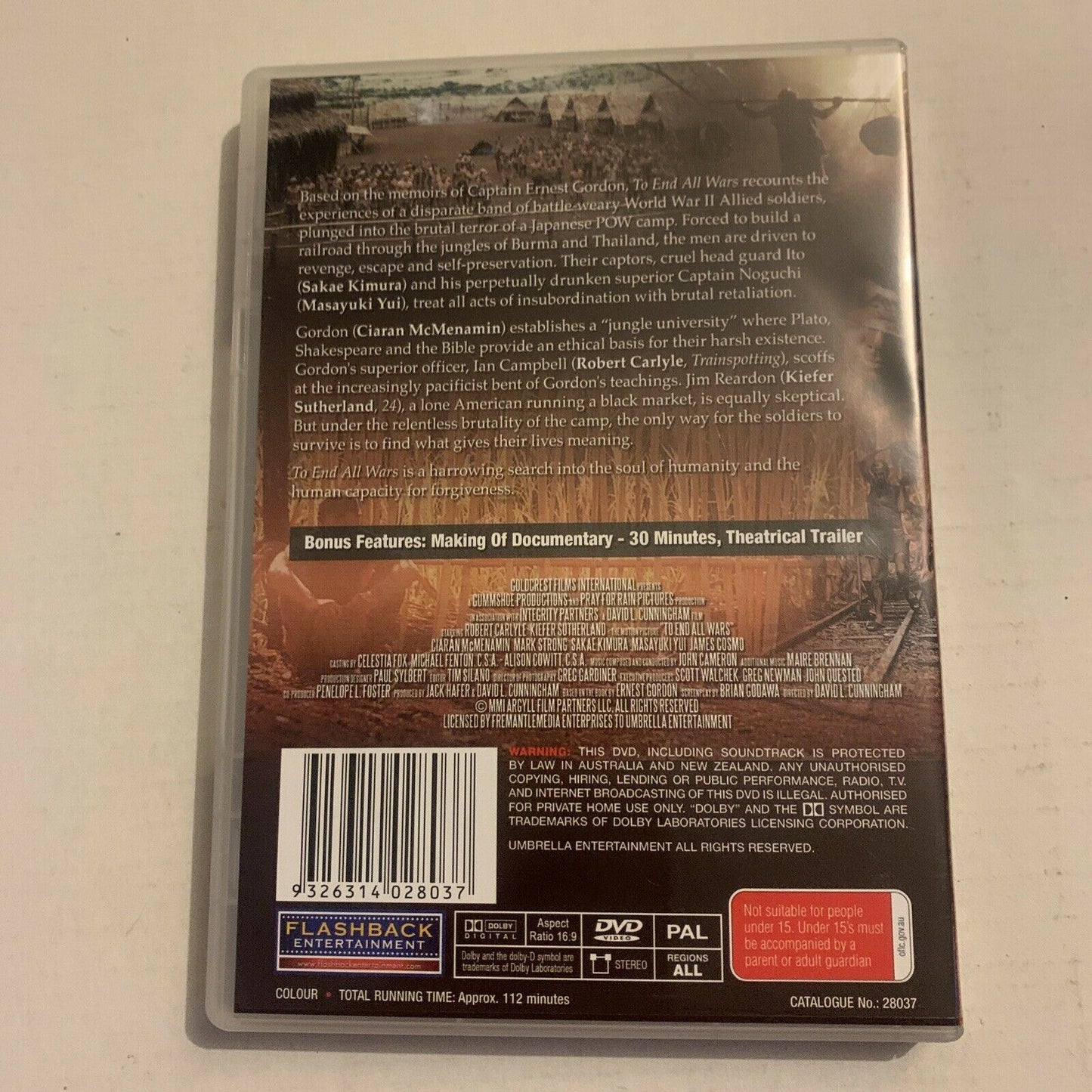 To End All Wars (DVD, 2001) Kiefer Sutherland, Robert Carlyle. All Regions