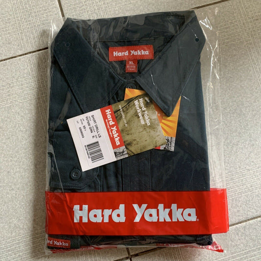 *New* Hard Yakka - Y07500 Cotton Drill Shirt – Long Sleeve Size: XL Dark Blue