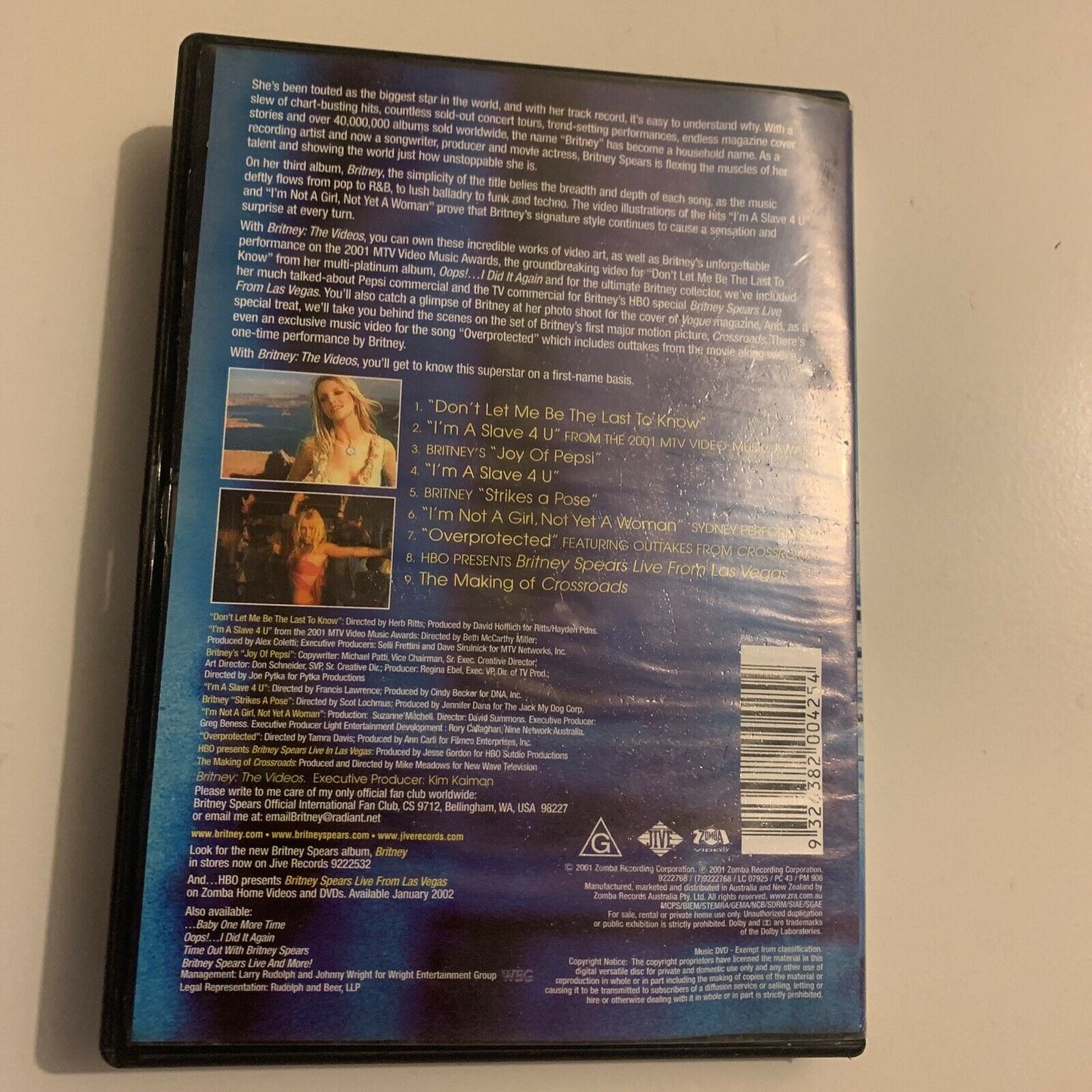 Britney Spears ‎– The Videos (DVD, 2001) Region 4&2