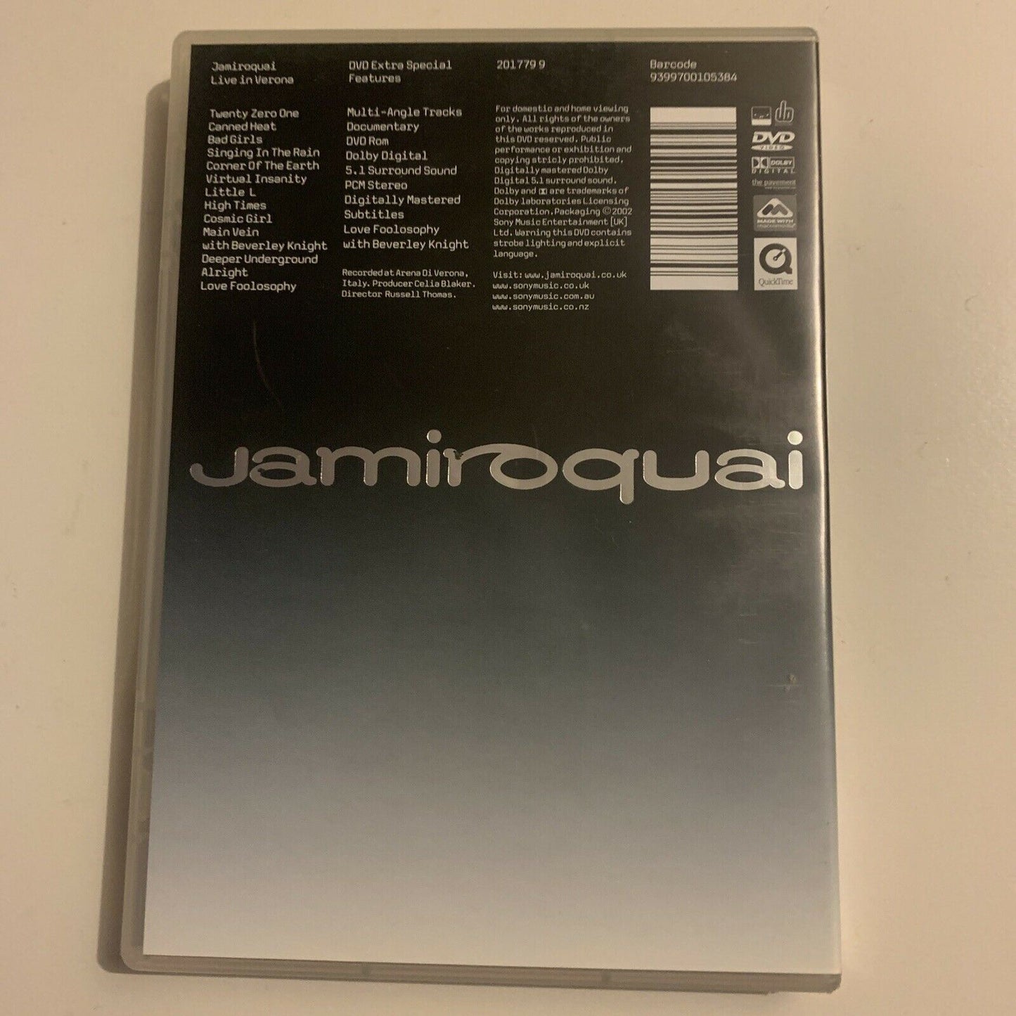 Jamiroquai - Live In Verona (DVD, 2002) Region 4&2