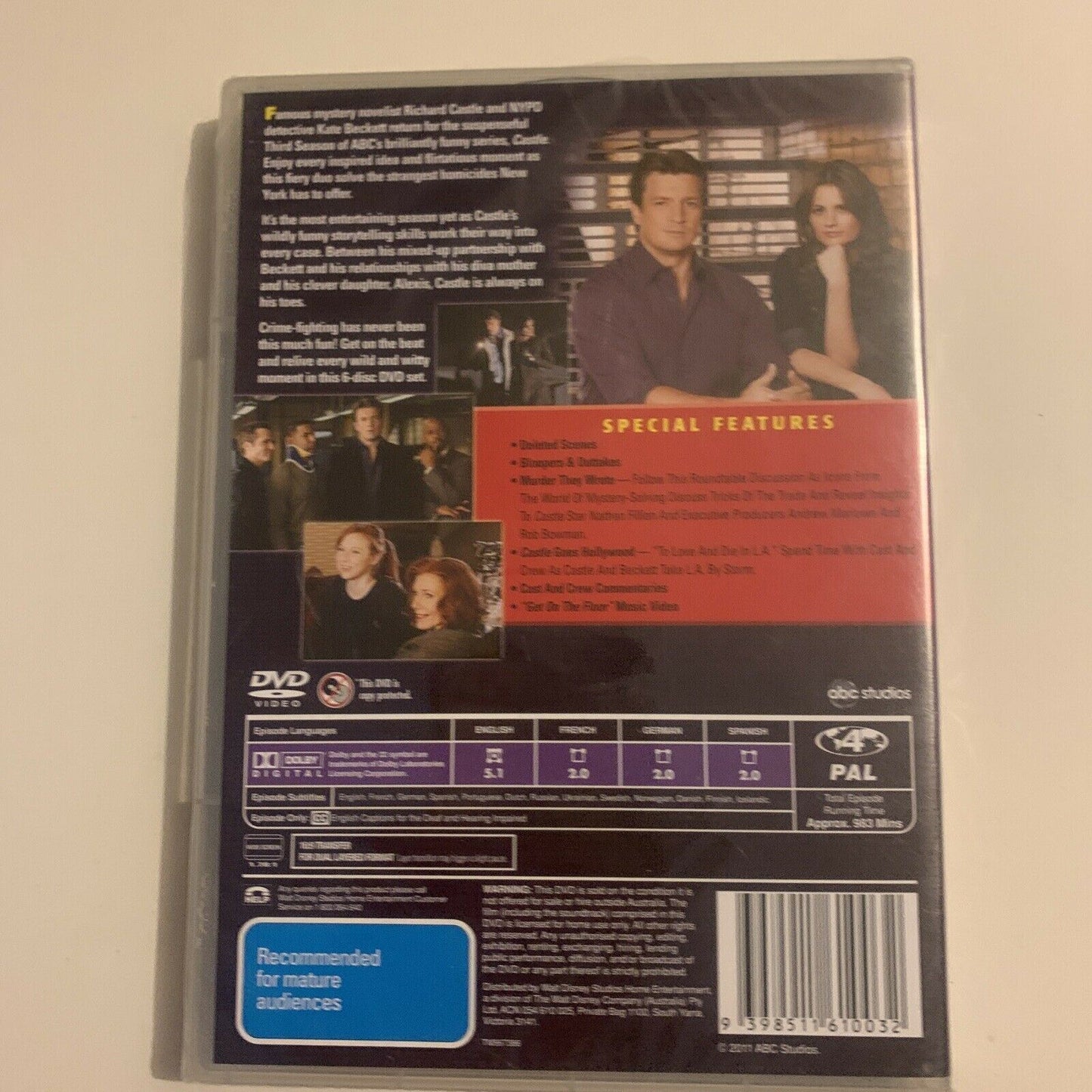 *New Sealed* Castle : Season 3 (DVD, 2011, 6-Disc Set) Nathan Fillion Region 4