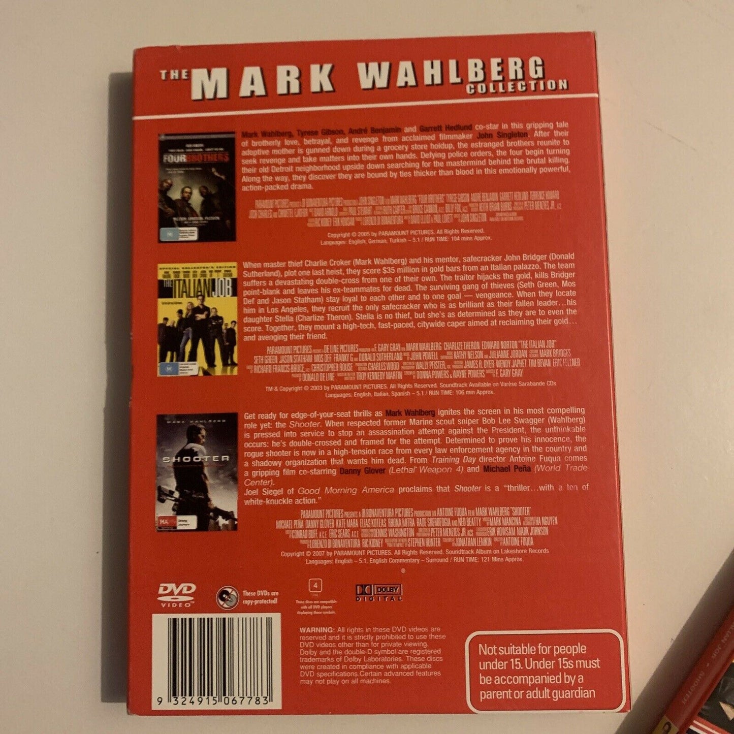Mark Wahlberg: Four Brothers / The Italian Job / Shooter DVD Region 4