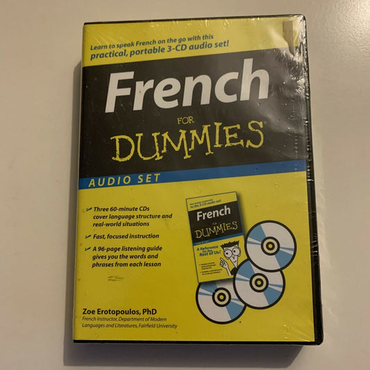 *New Sealed* French For Dummies Audio Set by Zoe Erotopoulos (CD, 2007, 3-Disc)