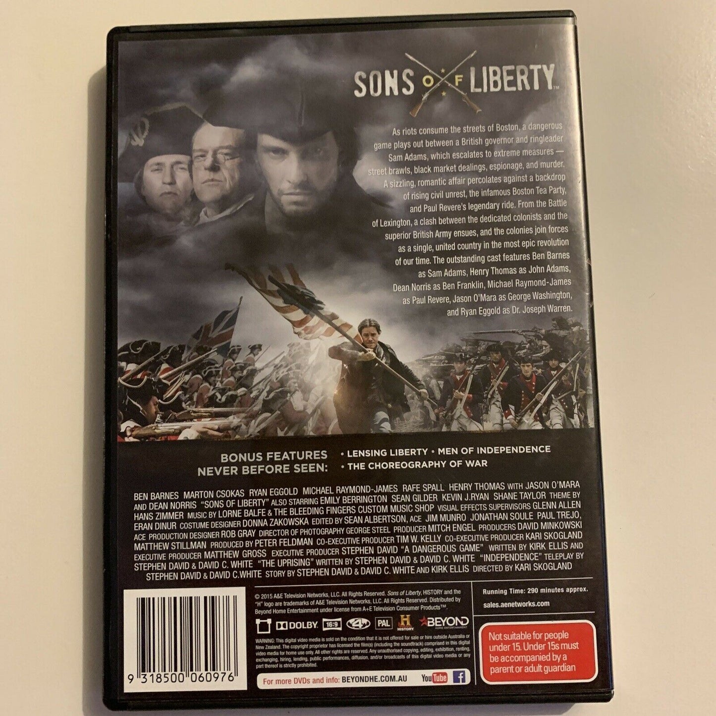 Sons Of Liberty (DVD, 2015, 2-Disc Set) Ben Barnes, Marton Csokas, Ryan Eggold