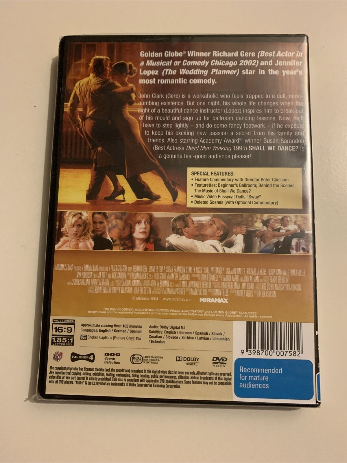 *New Sealed* Shall We Dance? (DVD, 2004) Richard Gere, Jennifer Lopez Region 4