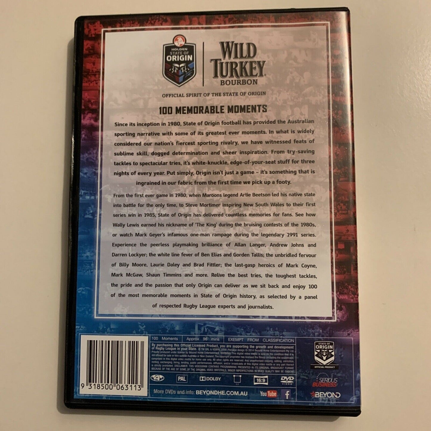 State of Origin - 100 Memorable Moments - Wild Turkey NRL (DVD, 2009)