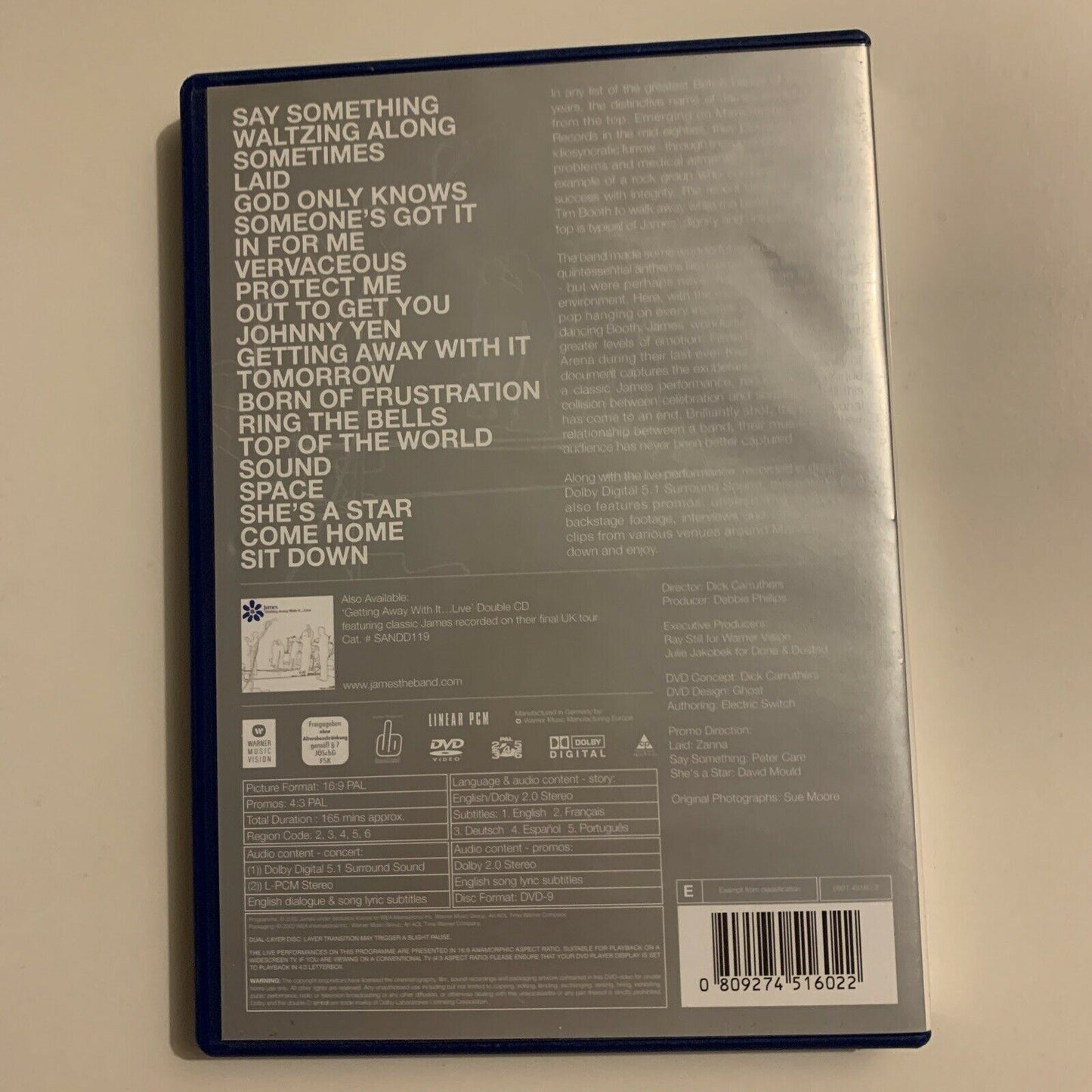 James - Getting Away With It... Live (DVD, 2002) Live Music Rock Band Region 4&2
