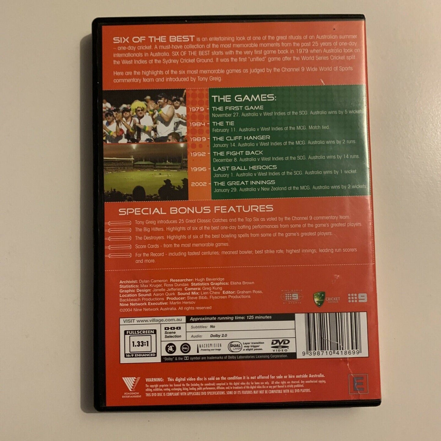 Six Of The Best - 25 Years Of Australian One-Day Cricket (DVD, 2004) Region 4