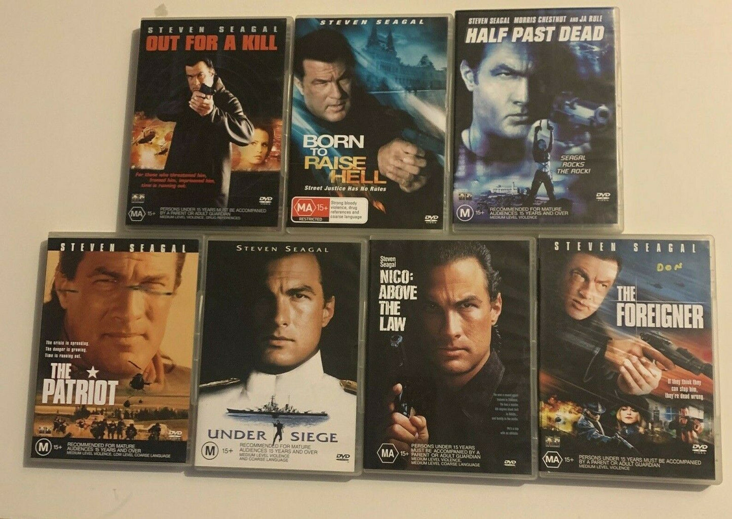 7x Steven Seagal DVDs Out for a Kill / Born To Raise Hell / Half Past Region 4