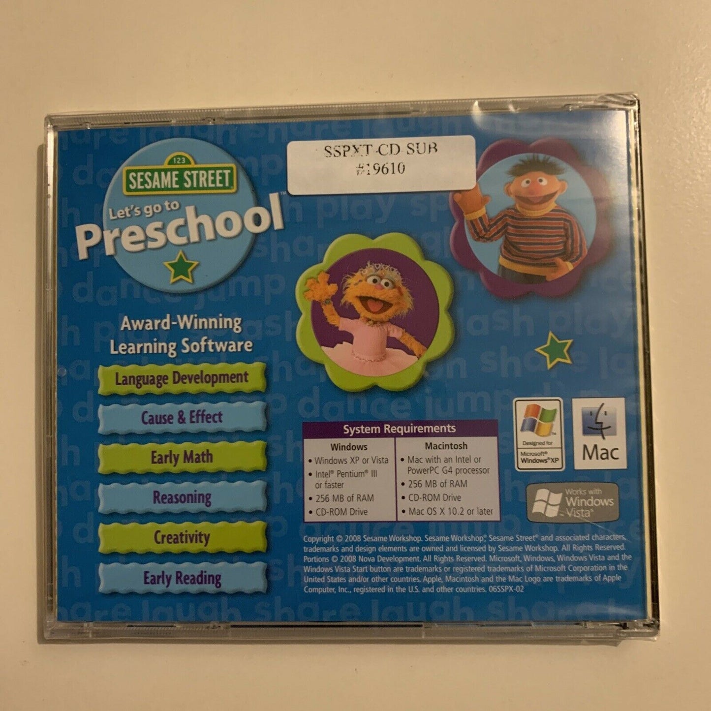 *New Sealed* Sesame Street: Let's Go To Preschool (PC & Mac, CDROM, 2008)