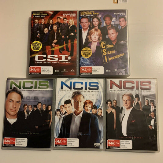 2x CSI & 3x NCIS DVD Series -- CSI: Series 1, 3 NCIS: Series 4,5,6