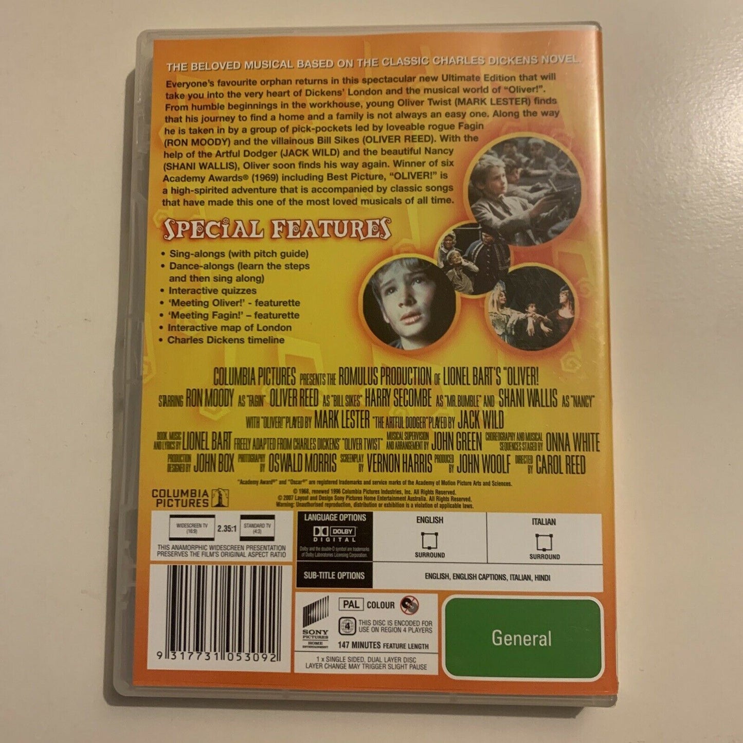 Oliver! Ultimate Edition With Sing-Alongs (DVD, 1968) Mark Lester Region 4&2