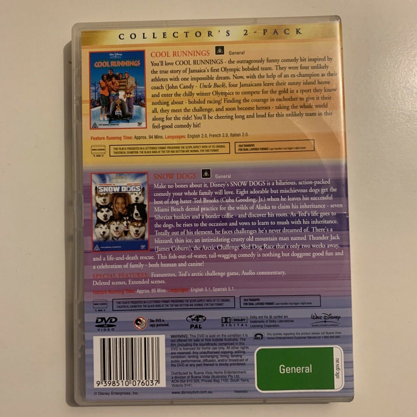 Cool Runnings / Snow Dogs - Collector's Pack (DVD, 2002) Region 4&2