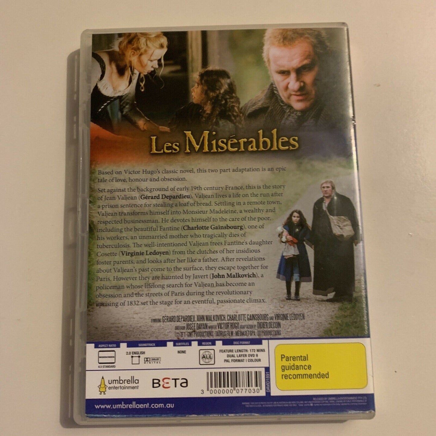 Les Miserables Miniseries (DVD, 2000) Gérard Depardieu, John Malkovich