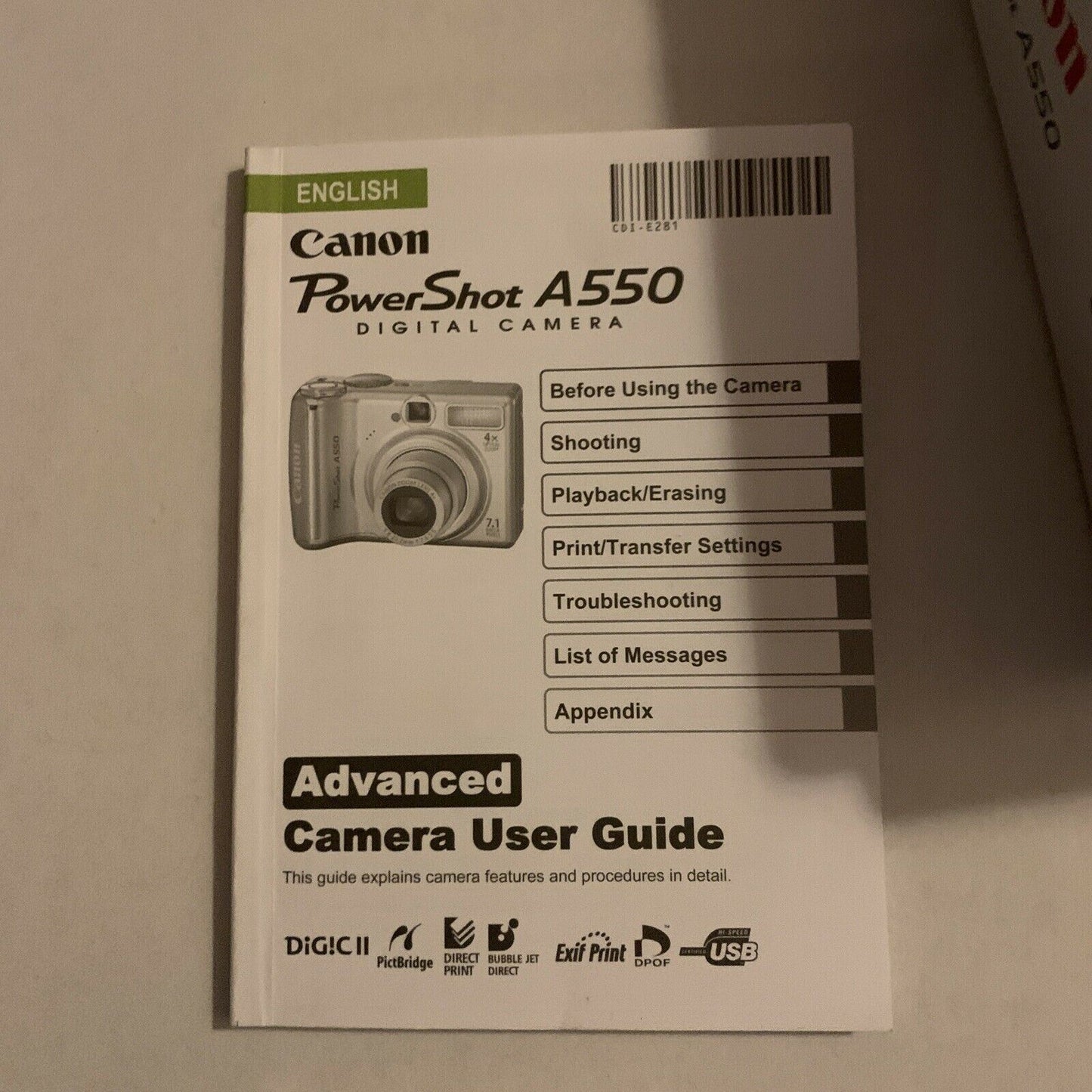 Canon PowerShot A550 Digital Camera 7.1MP With Carrying Case & SD Memory