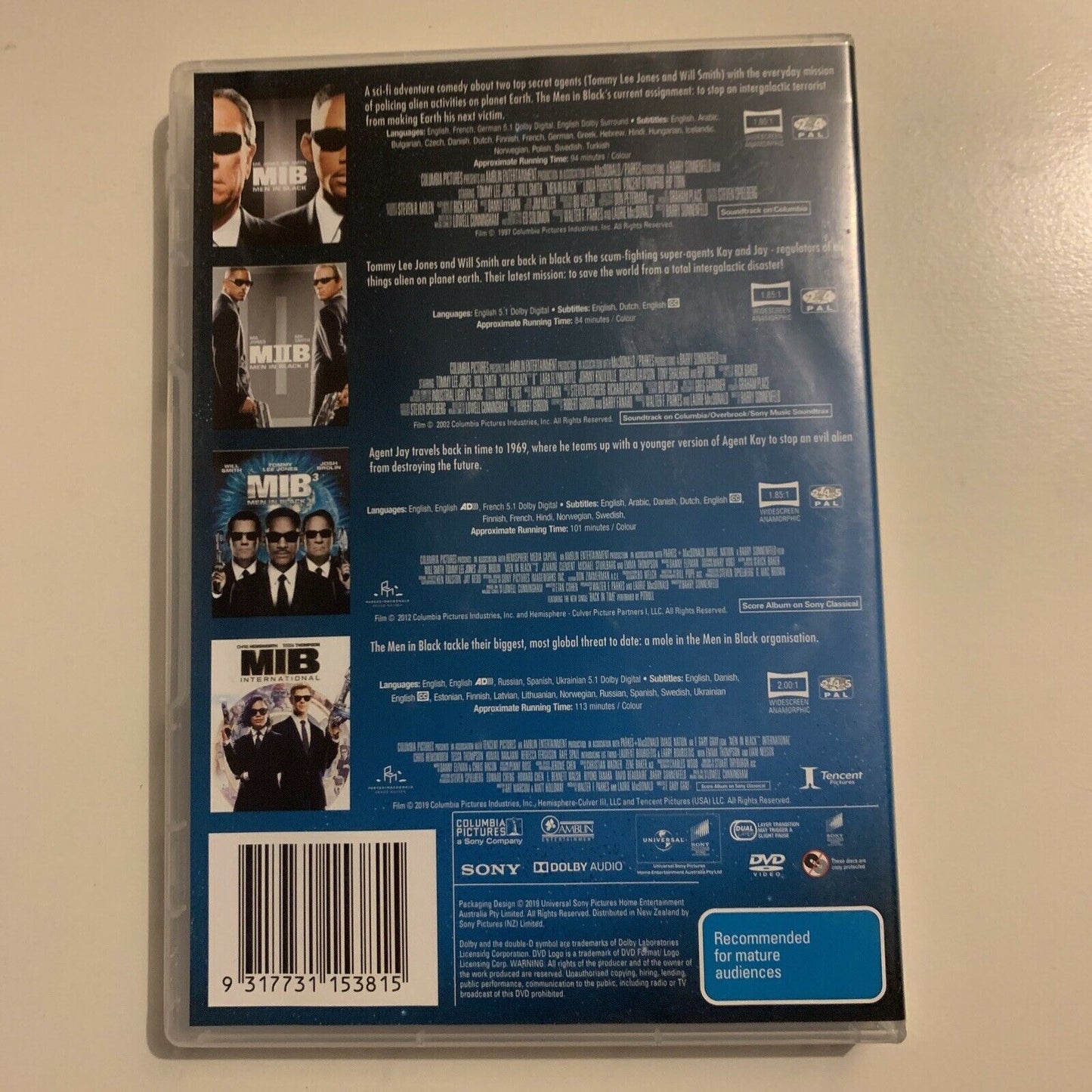 Men in Black MIB International 4-movie Collection (DVD, 2019, 4-Disc) Region 4&2