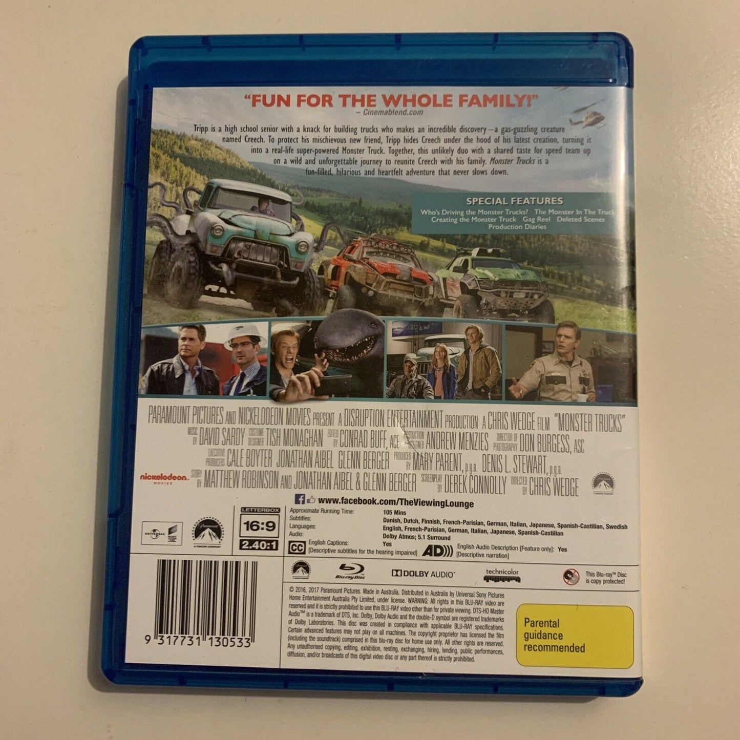 Monster Trucks (Bluray, 2016) Jane Levy, Lucas Till, Thomas Lennon