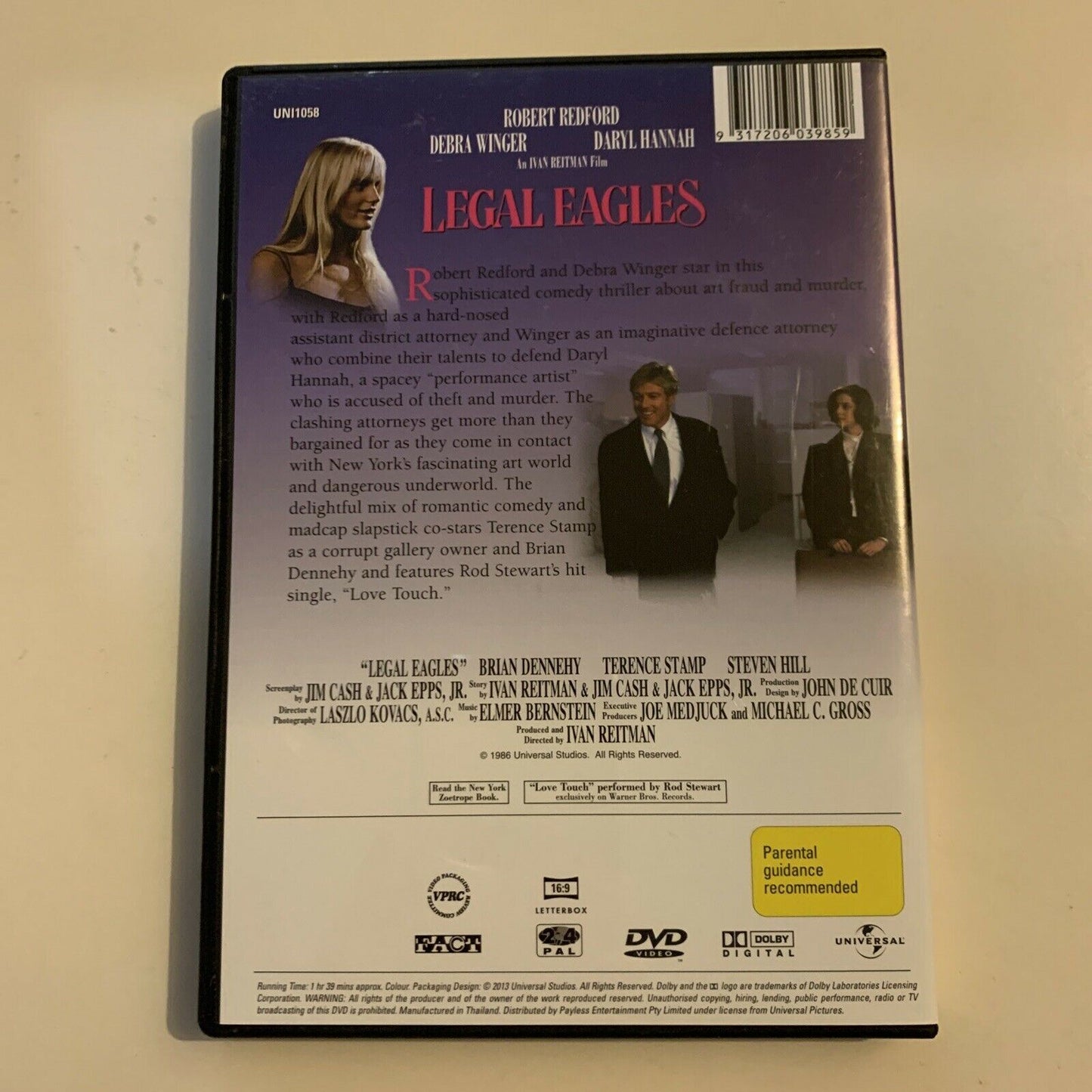 Legal Eagles (DVD, 1986) Robert Redford, Debra Winger, Daryl Hannah. Region 4&2