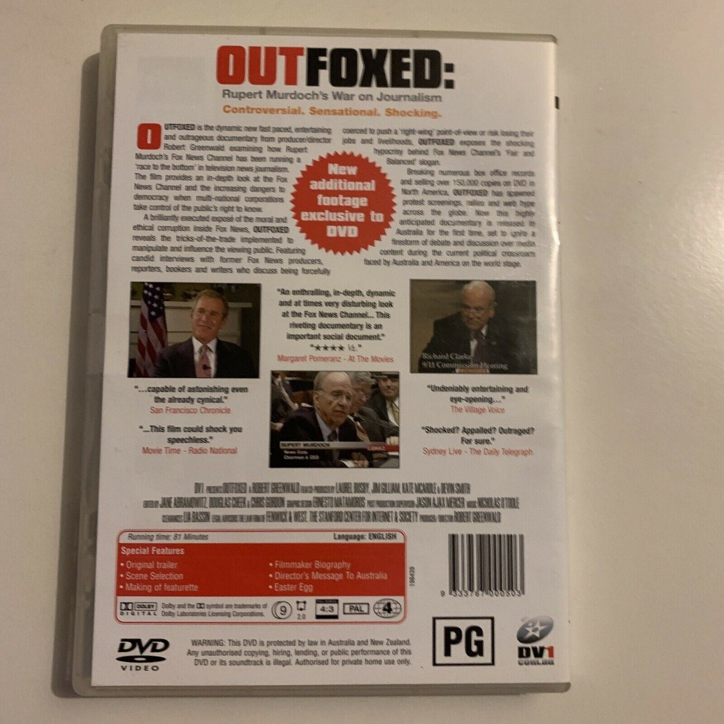 Outfoxed - Rupert Murdoch's War On Journalism (DVD, 2004) Region 4