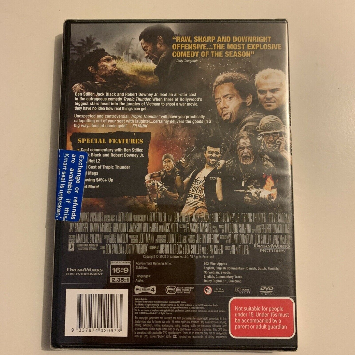 *New Sealed* Tropic Thunder (DVD, 2008) Ben Stiller Region 4