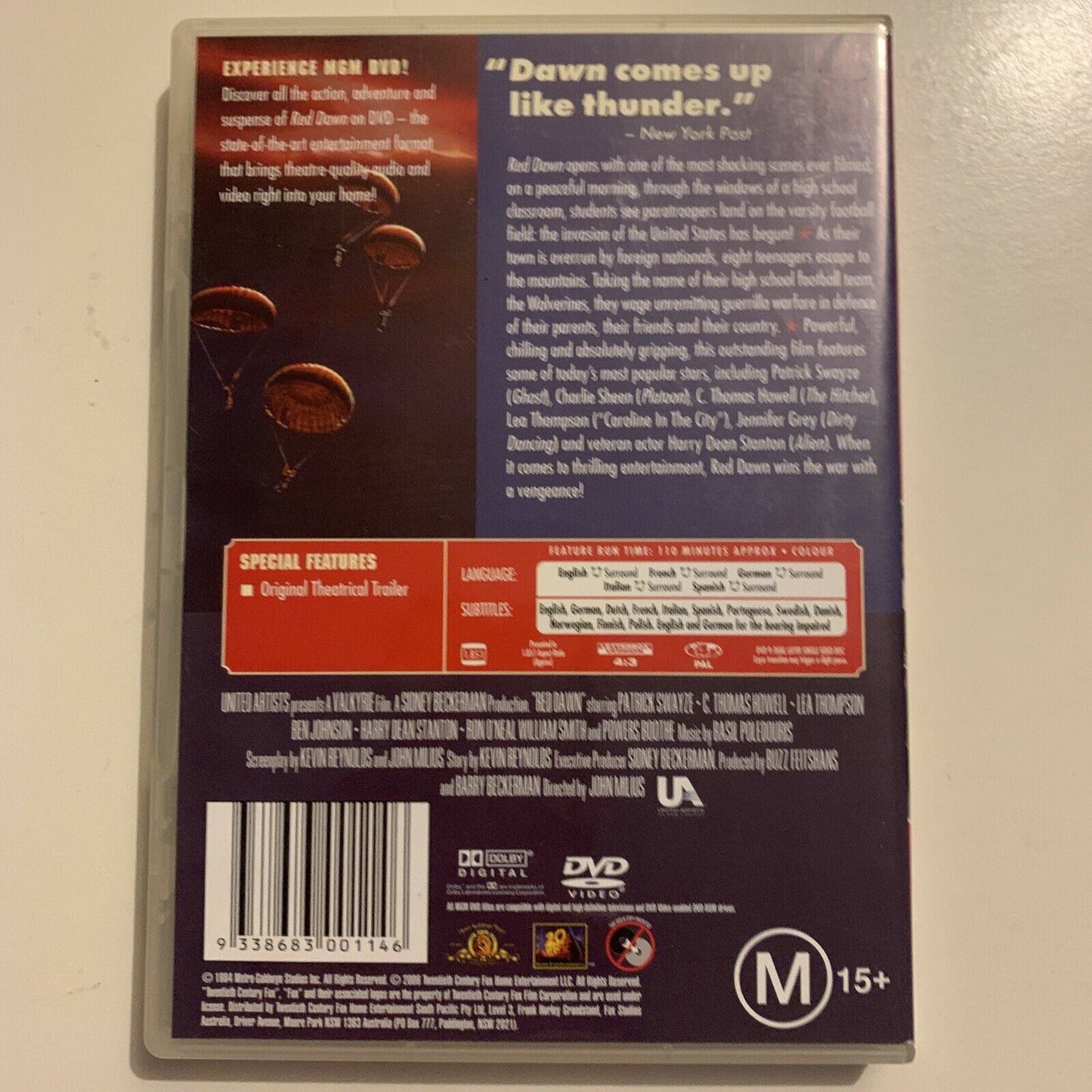 Red Dawn (DVD, 1984) Patrick Swayze, Charlie Sheen Region 4