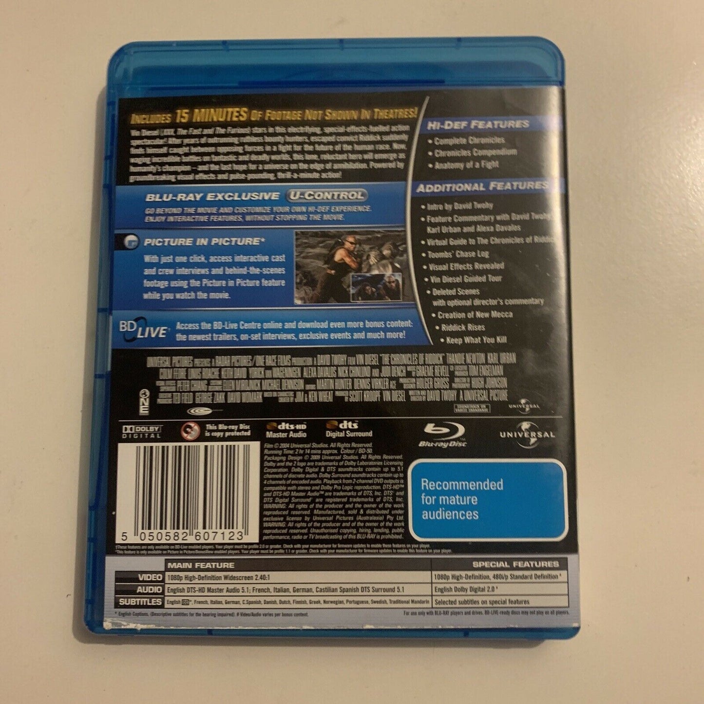 Chronicles Of Riddick - Director's Cut (Blu-ray, 2004) Vin Diesel