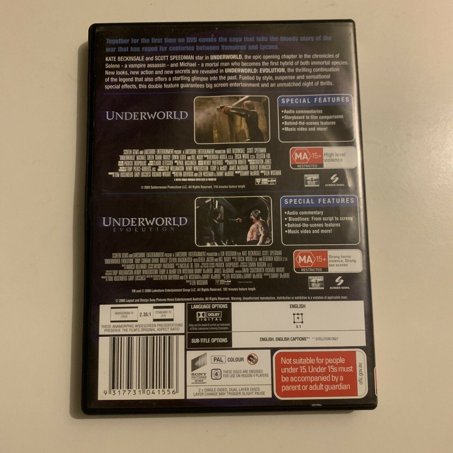 Underworld  / Underworld Evolution (DVD, 2006, 2-Disc) Kate Beckinsale Region 4