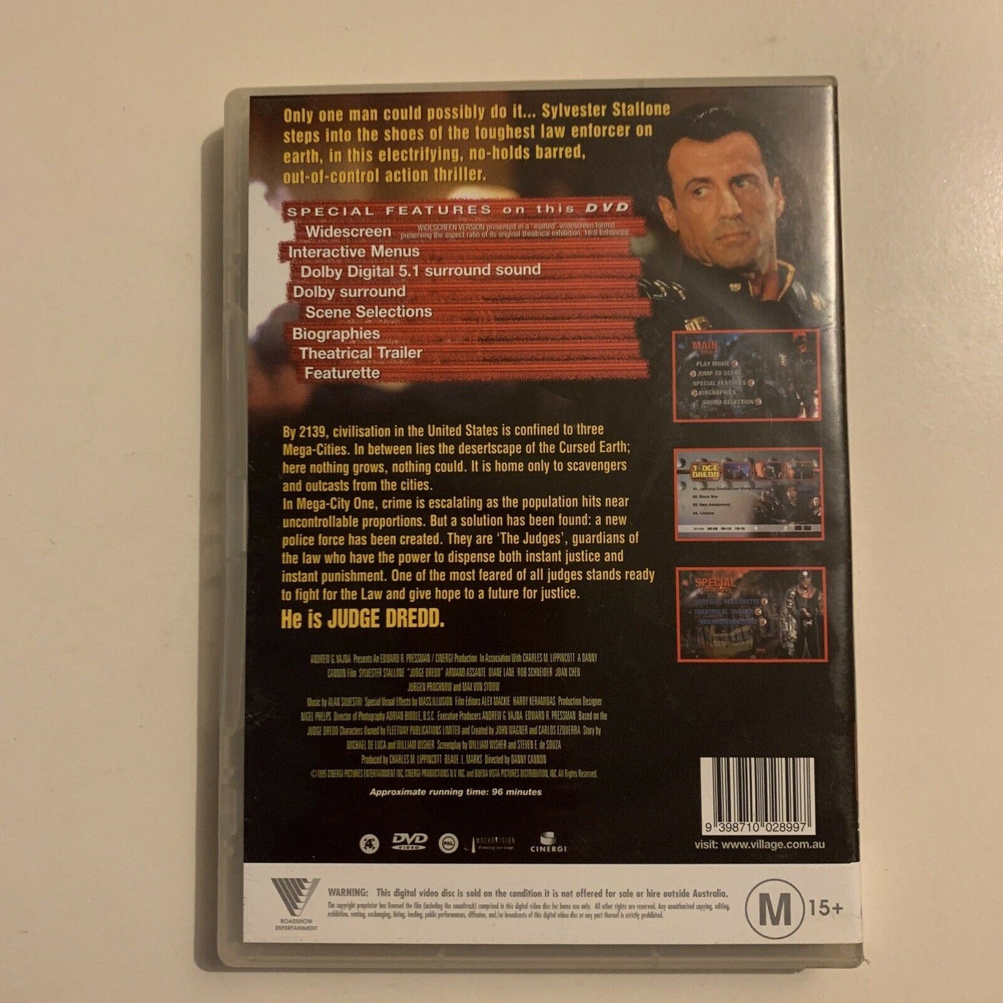 Judge Dredd (DVD, 1995) Sylvester Stallone. Region 4