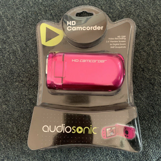*New Sealed* Audiosonic HD Camcorder Pink 5mp 2.4'' Screen 4x Digital Zoom HD 72
