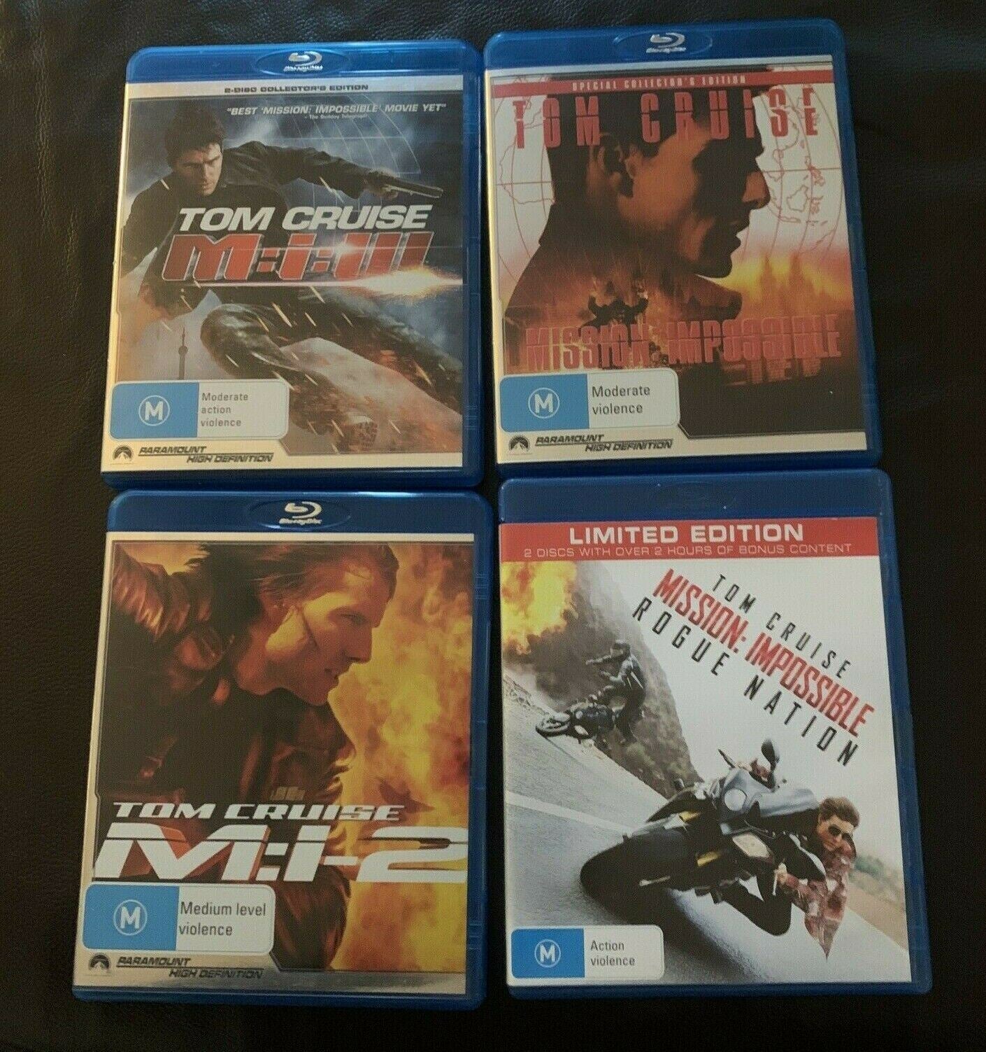 4x Tom Cruise: Mission Impossible 1,2,3 & Rogue Nation Bluray 6-Disc