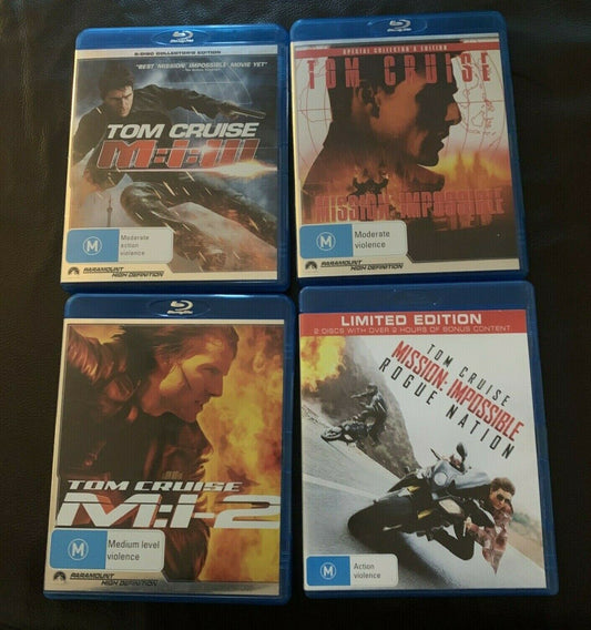 4x Tom Cruise: Mission Impossible 1,2,3 & Rogue Nation Bluray 6-Disc