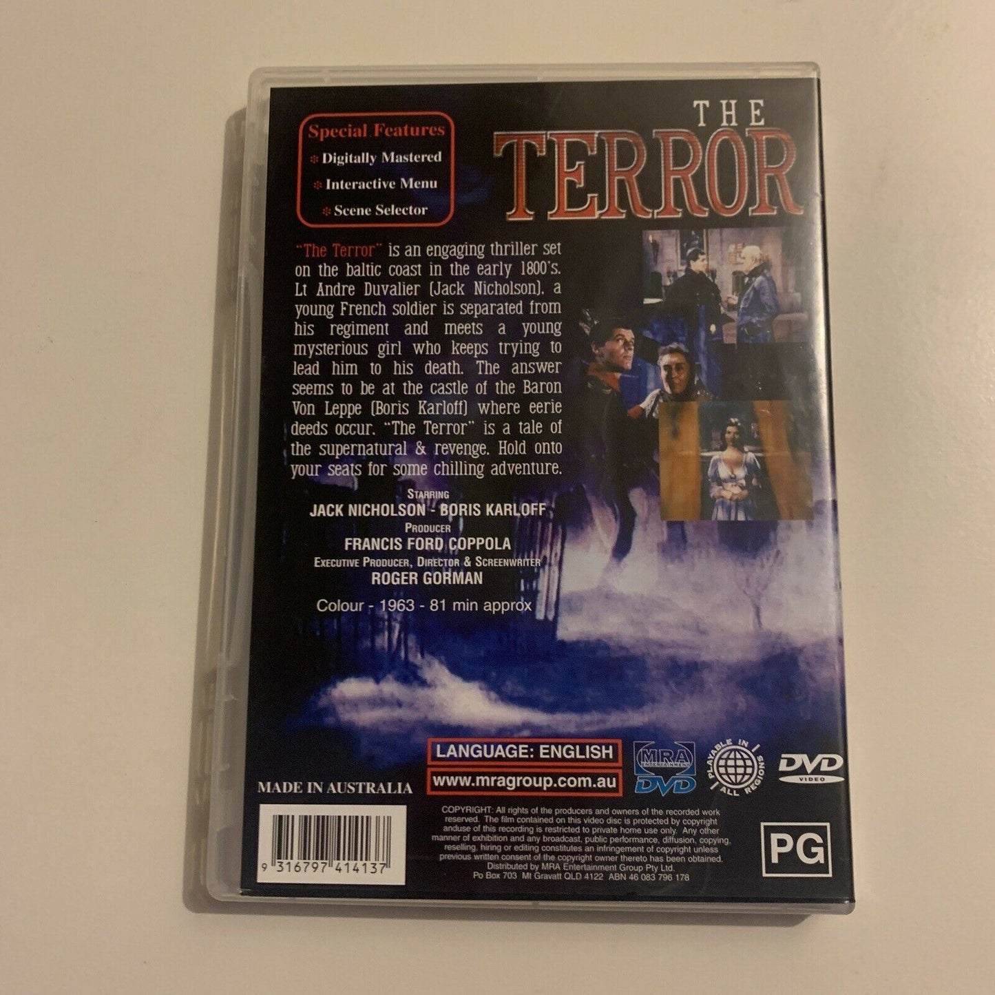 The Terror (DVD, 1963) Jack Nicholson, Boris Karloff. All Regions