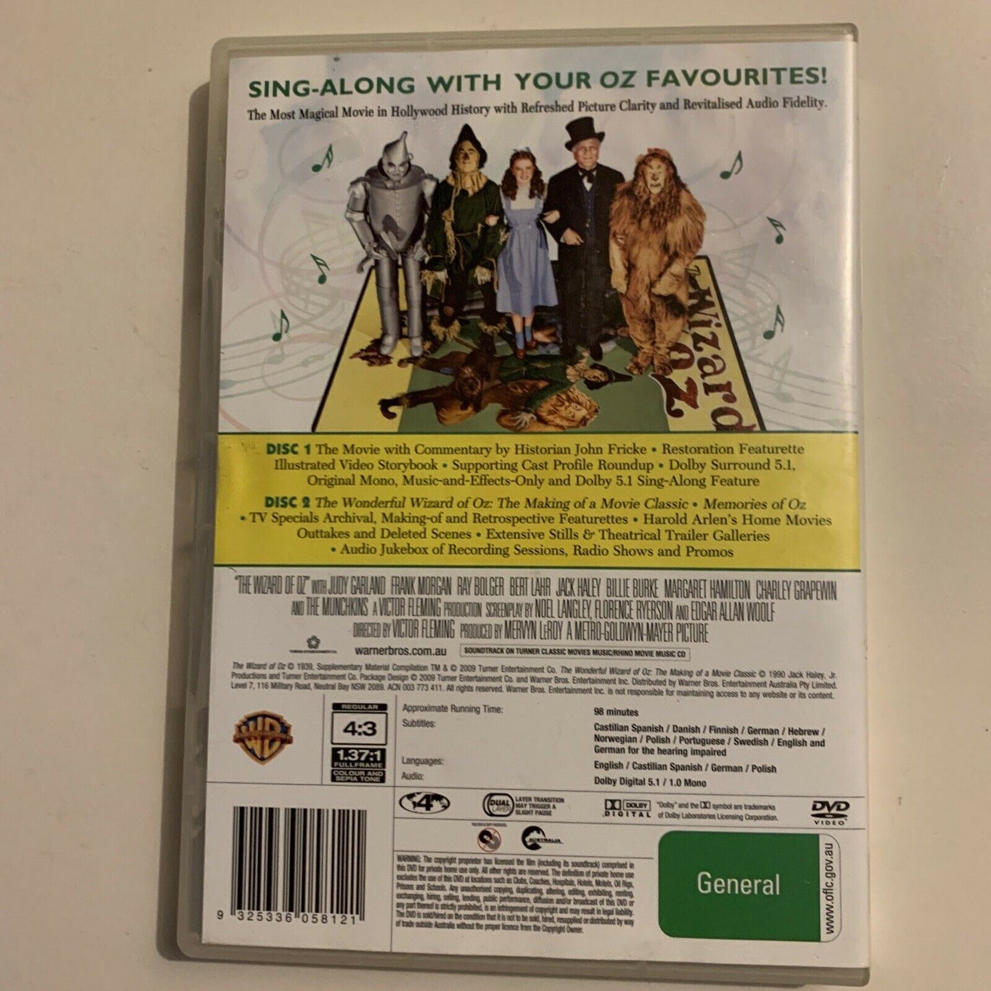 The Wizard Of Oz - Sing-along Version (DVD, 1939, 2-Disc) Region 4&2