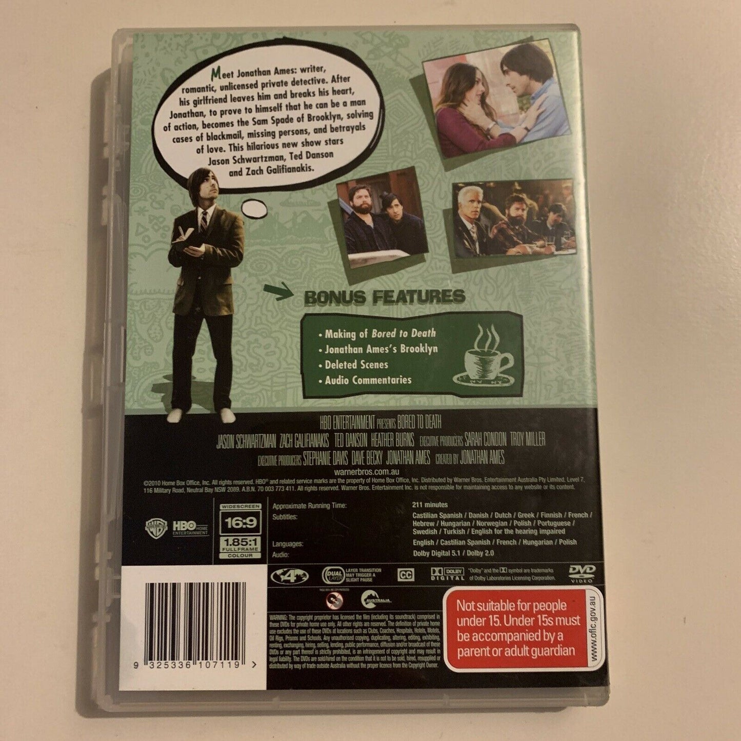 Bored To Death : Season 1 (DVD, 2010, 2-Disc) Jason Schwartzman Region 4&2