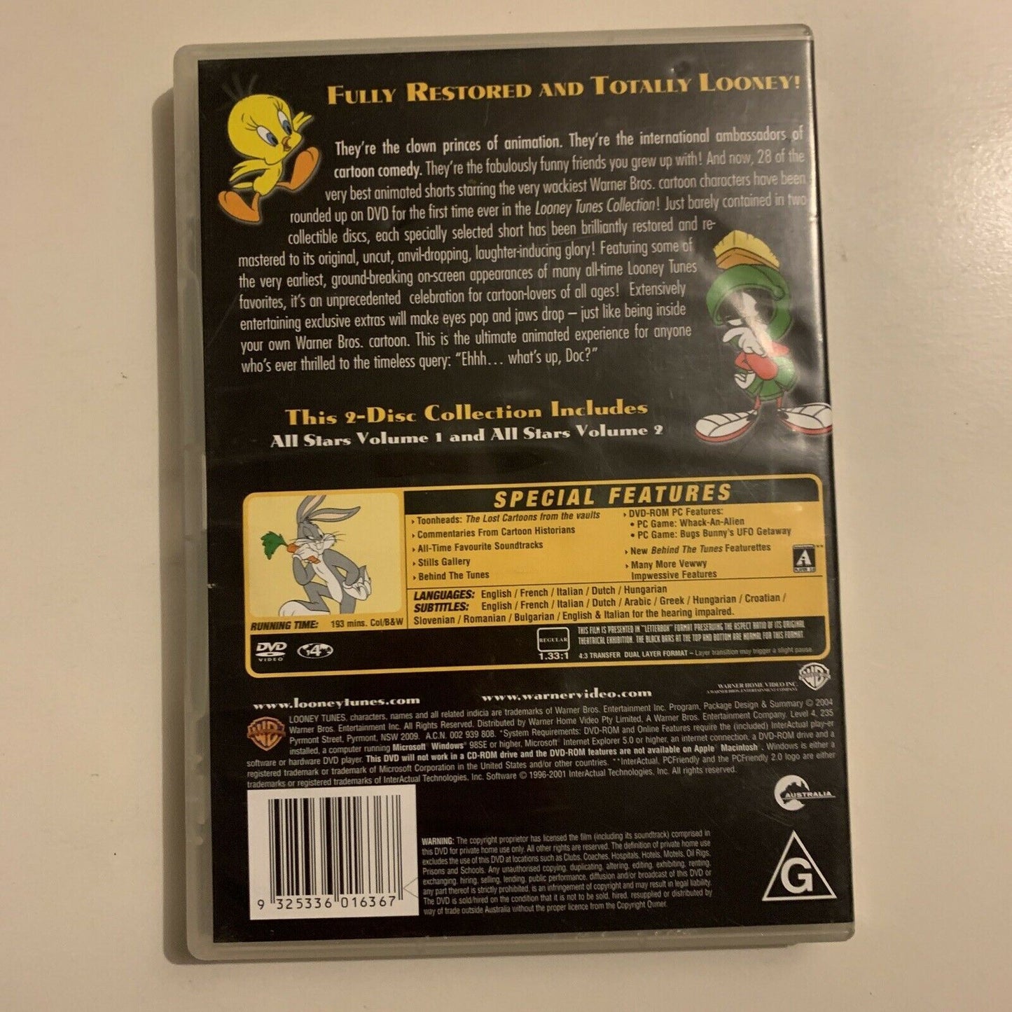 Looney Tunes All Star : Collection 1 & 2 (DVD, 1996, 2-Disc) Region 4&2