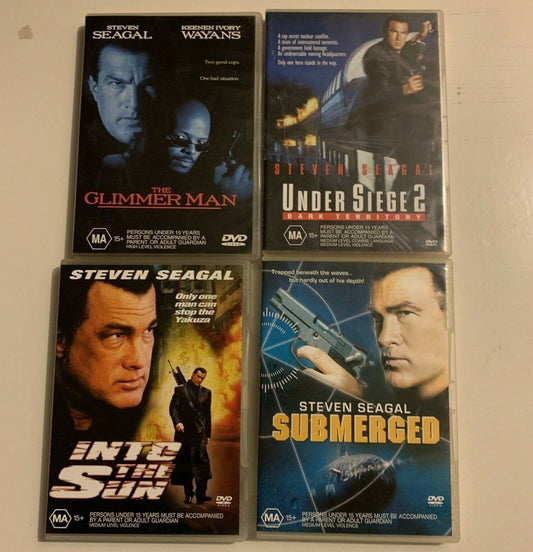 4x Steven Seagal DVDs The Glimmer Man / Under Siege 2 / Into the Sun / Submerged