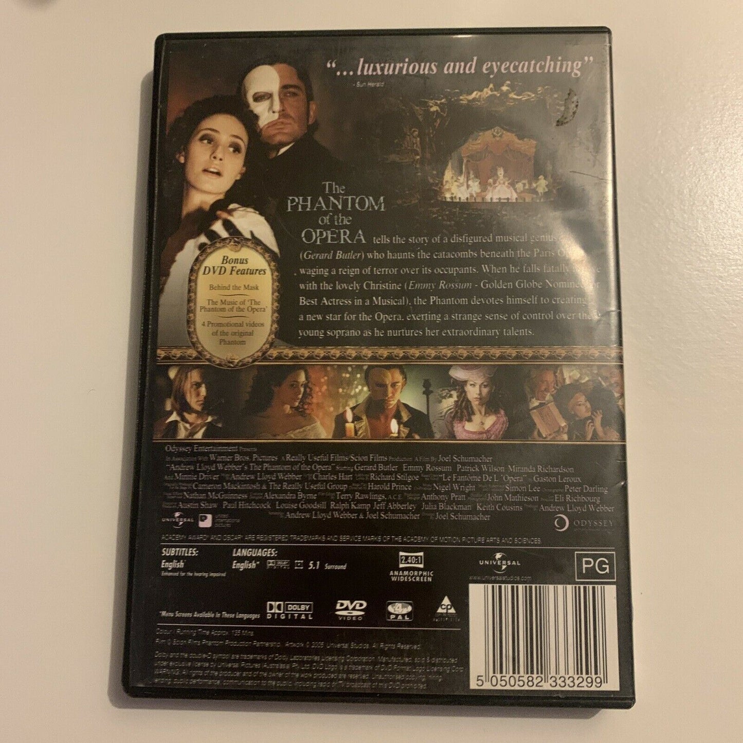 The Phantom Of The Opera (DVD, 2004) Gerard Butler, Emily Rossum. Region 4