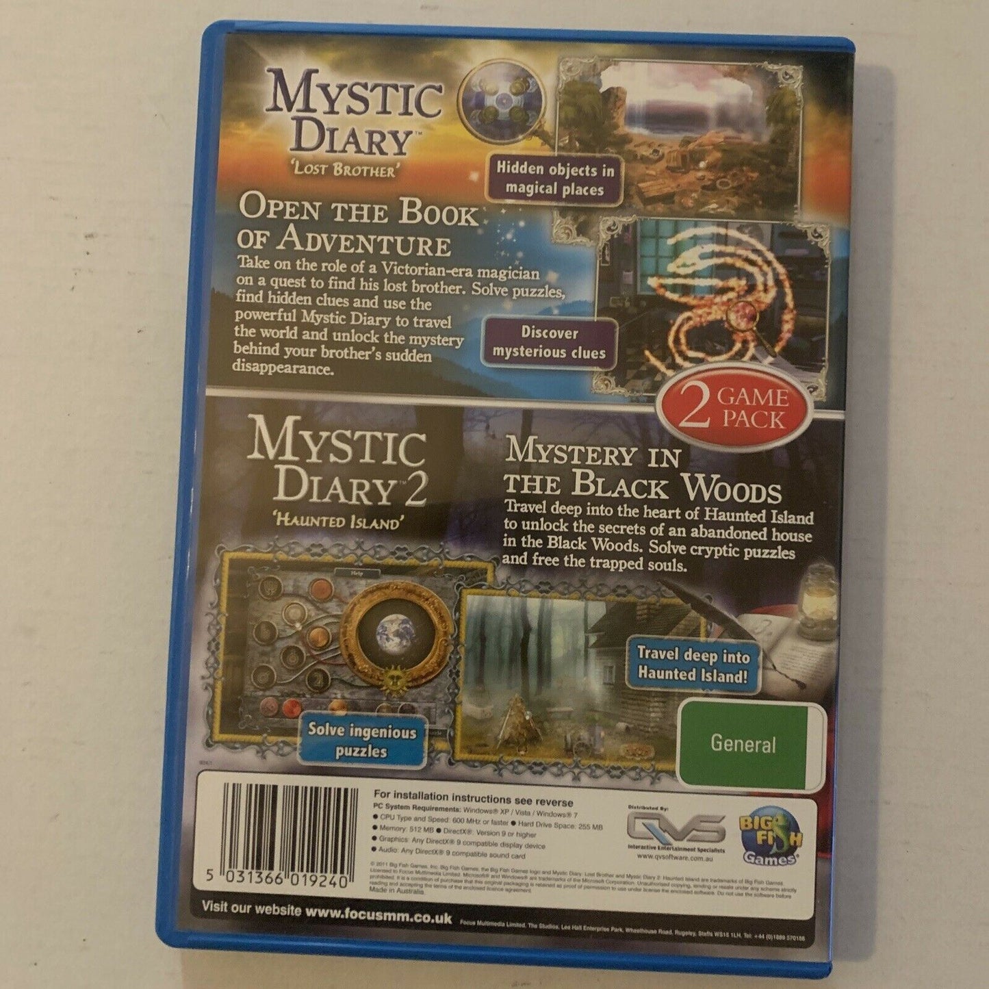 Mystic Diary / Mystic Diary 2 PC CDROM Hidden Object Game