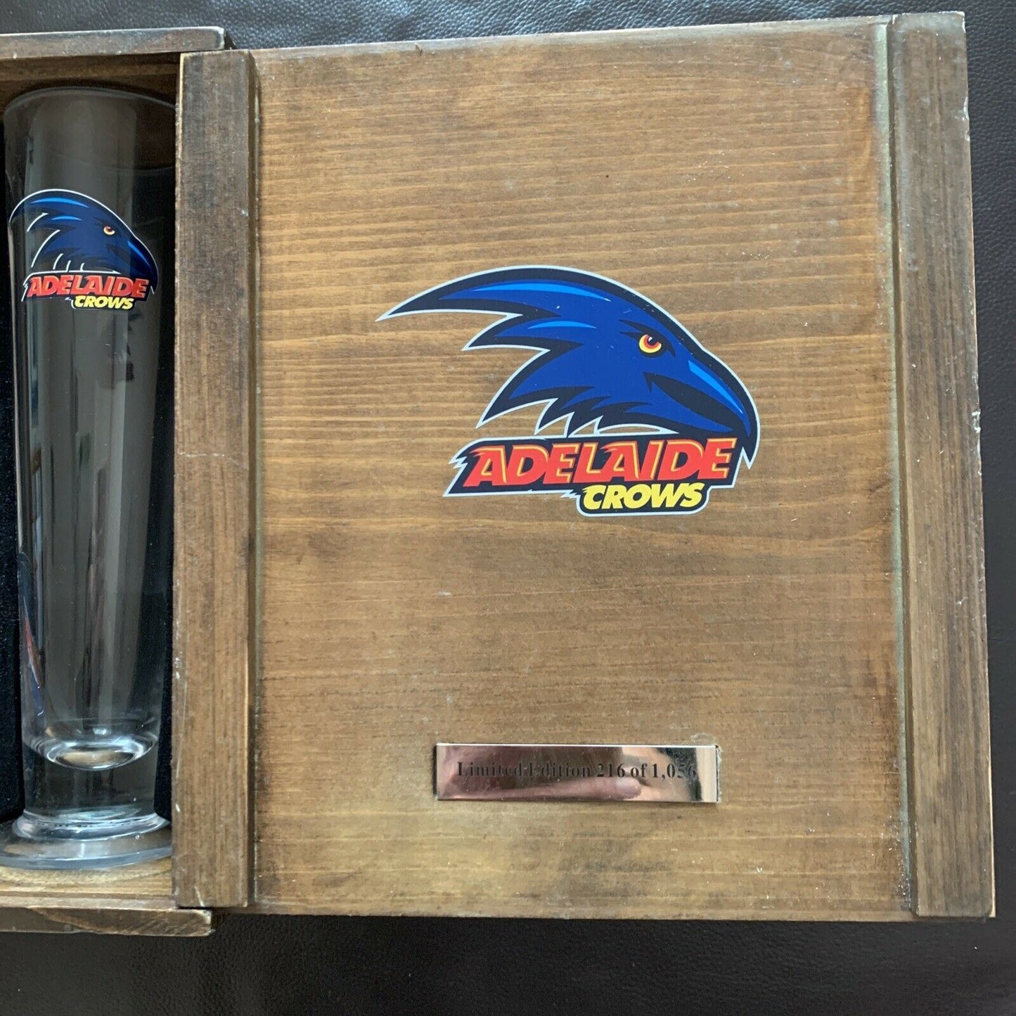 Adelaide Crows AFL Pilsner Wooden Gift Box Set Limited edition
