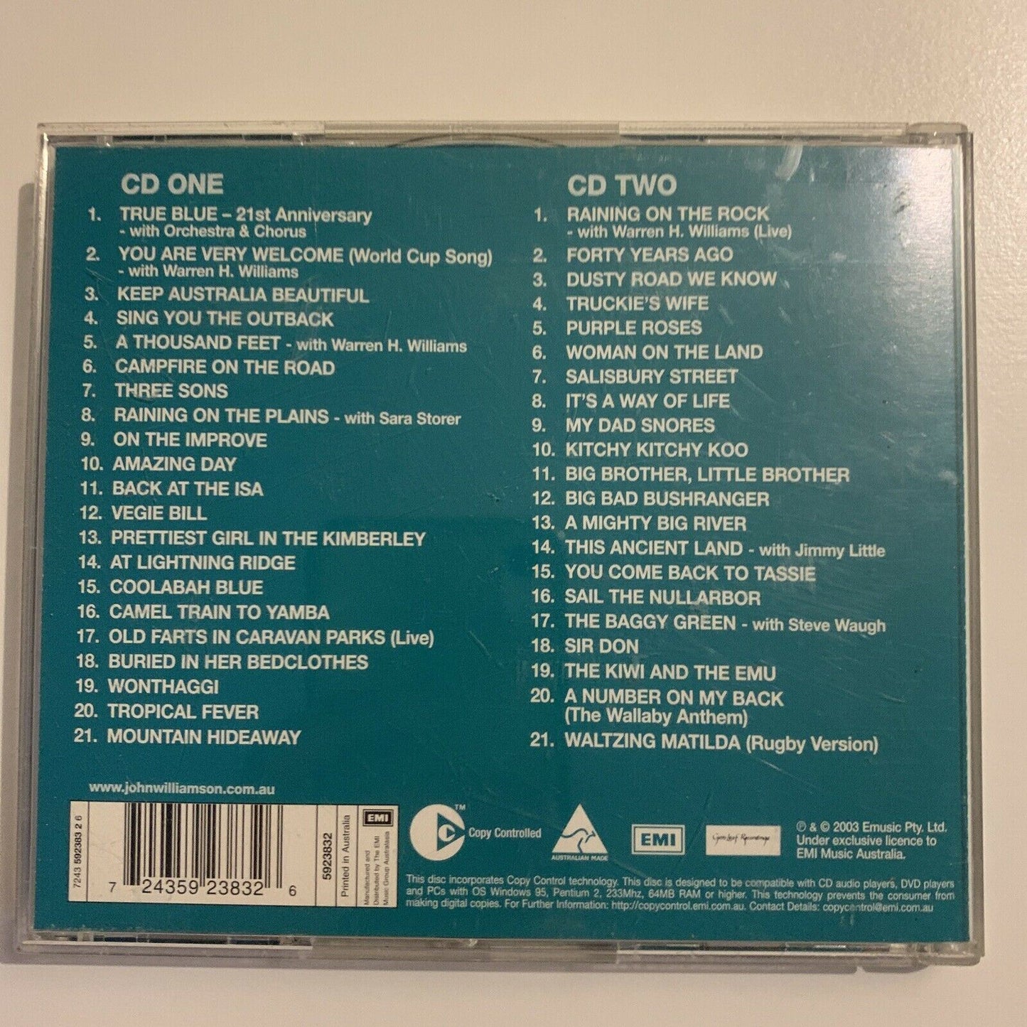 John Williamson True Blue Two Cd 2003 2 Disc Retro Unit 3606