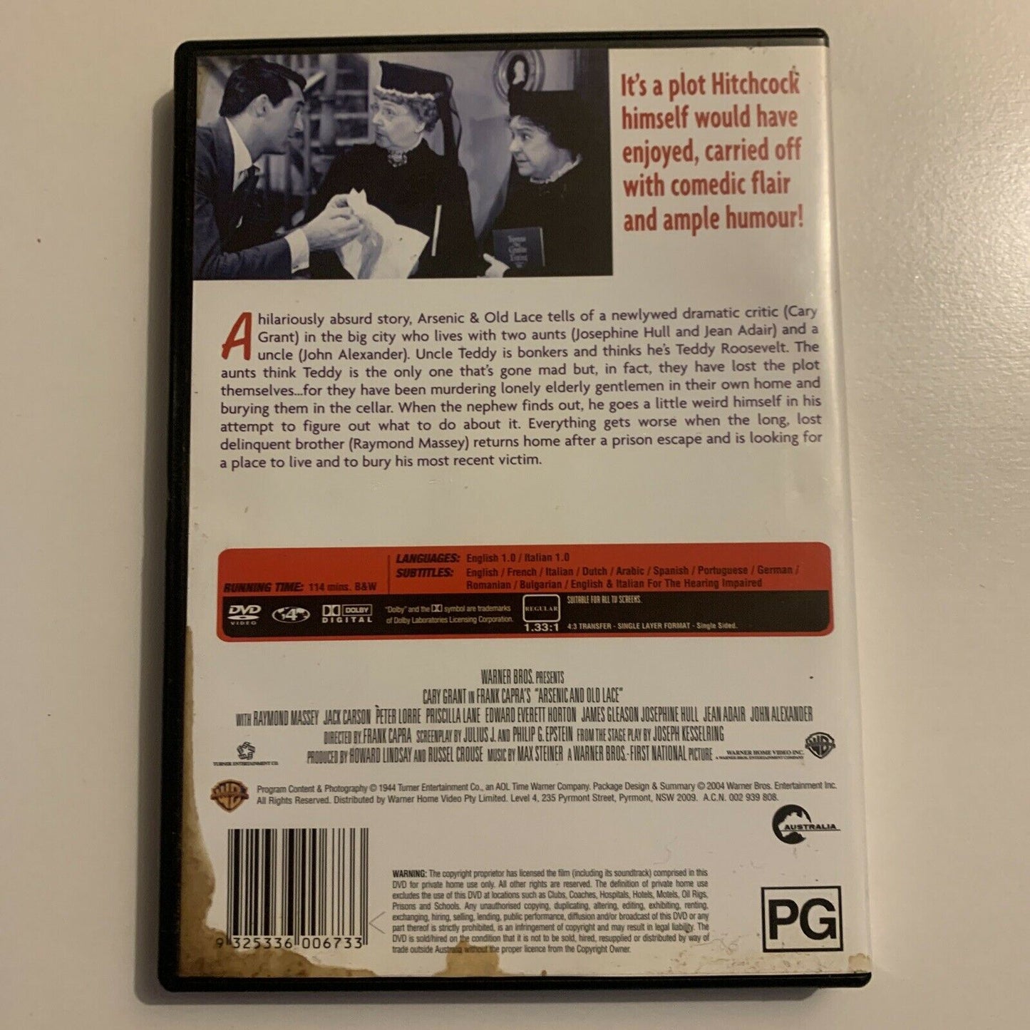 Arsenic And Old Lace (DVD, 1944) Cary Grant Region 4&2