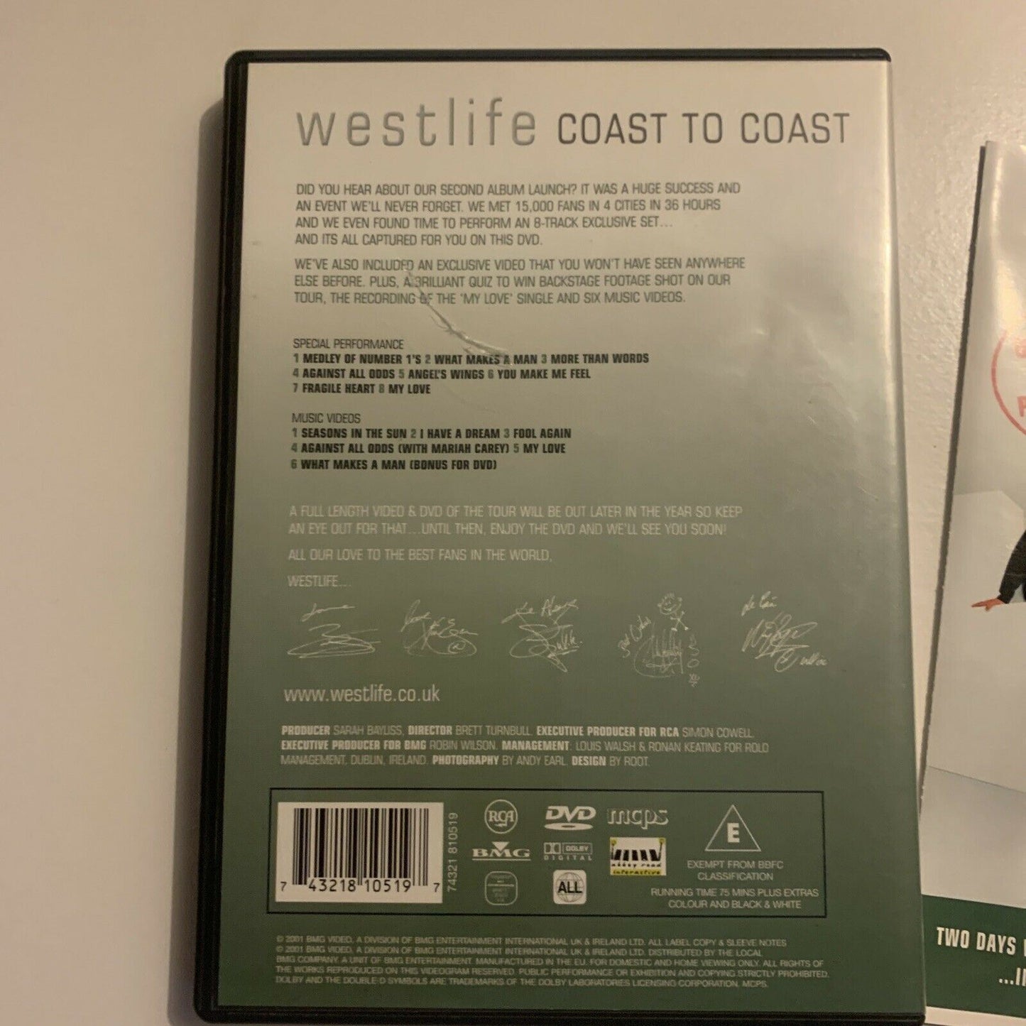 Westlife - Coast To Coast - Up Close & Personal (DVD, 2001) All Regions