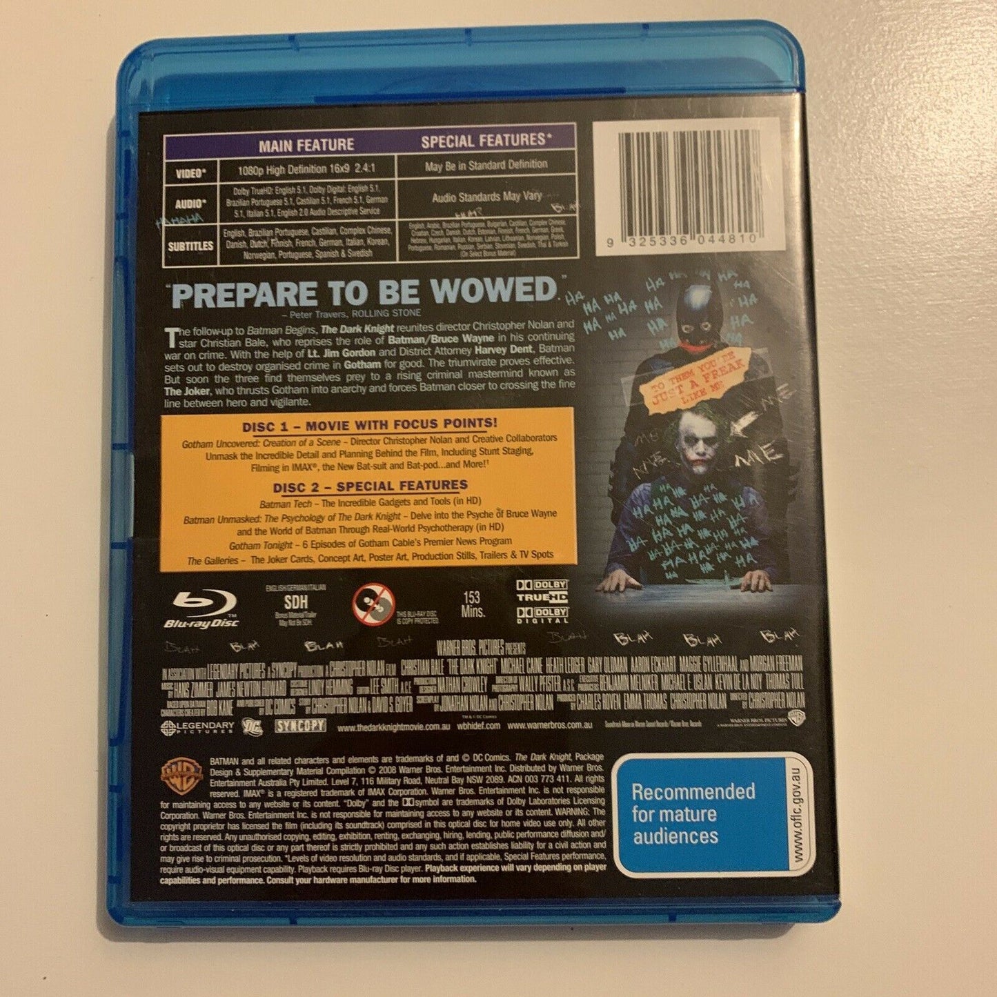 The Dark Knight - 2-Disc Special Edition (Bluray, 2008) Christian Bale
